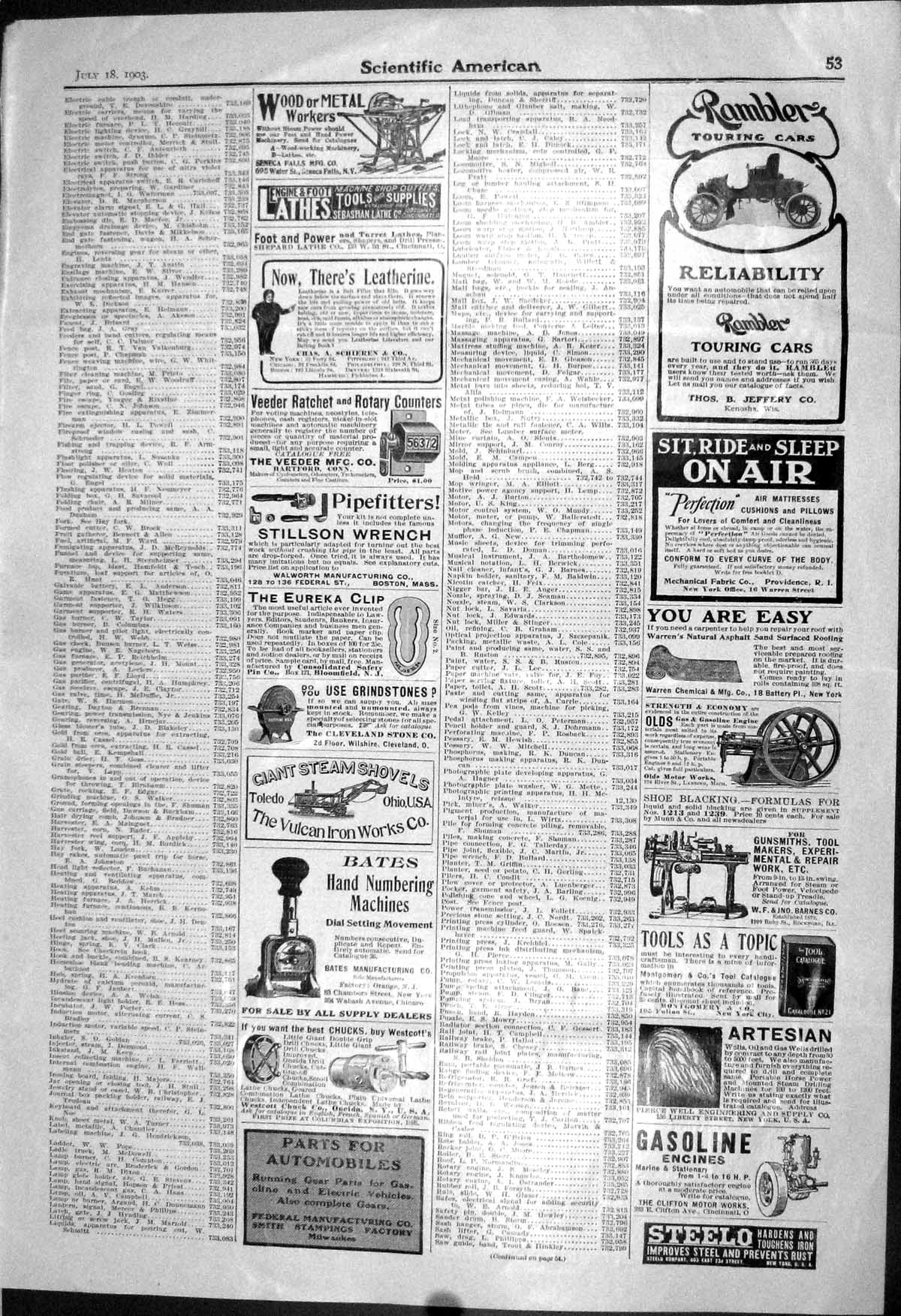 Old 1903 Scientific American Lathes Gasoline Engines Car Munn Mullins 20th