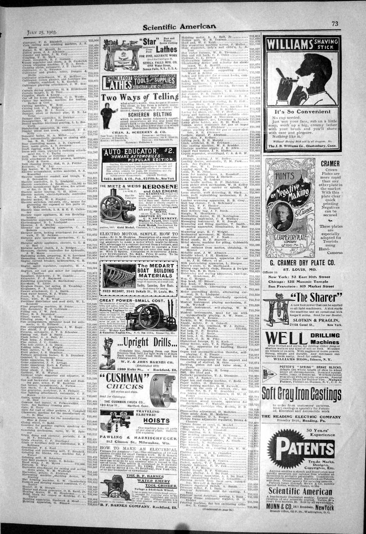 Old Print Williams Shaving Munn Cushman 1903 Scientific American Watches 20th