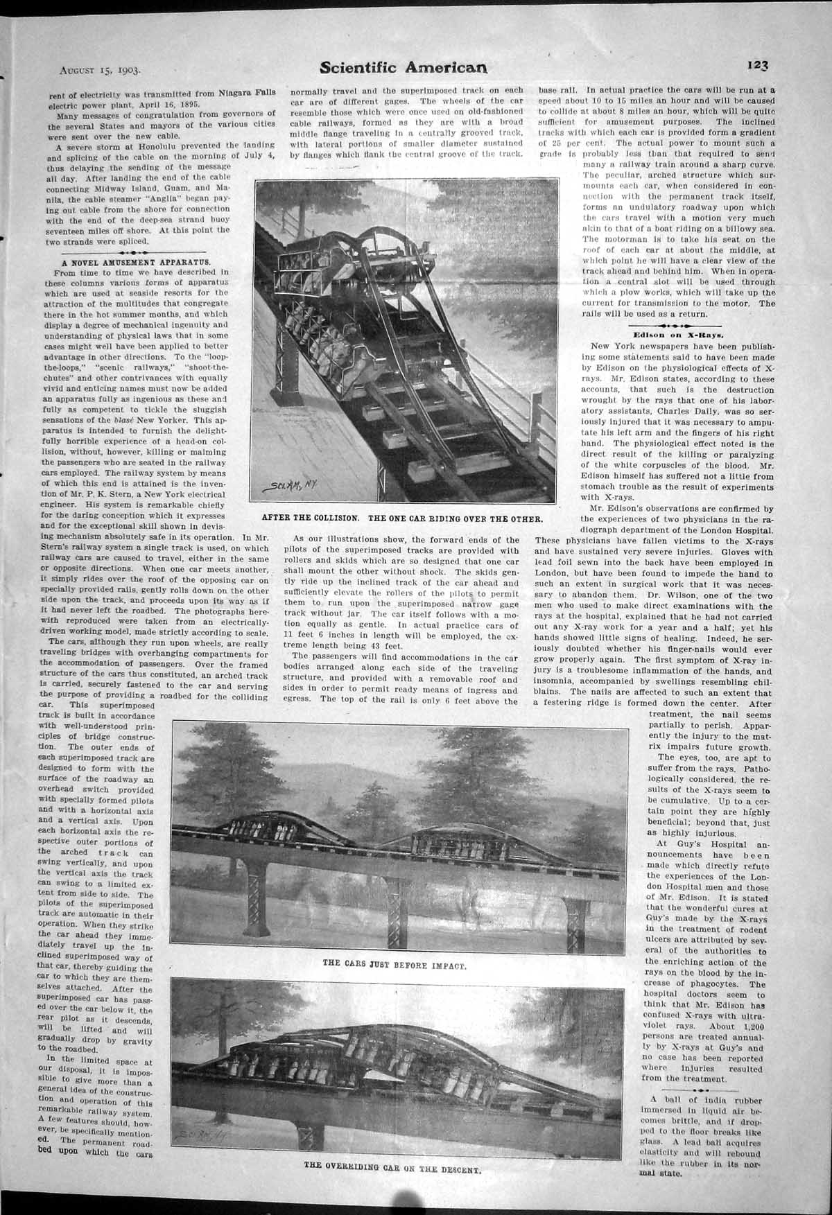 Old 1903 Scientific American Amusement Apparatus Over-Riding Car Coll 20th