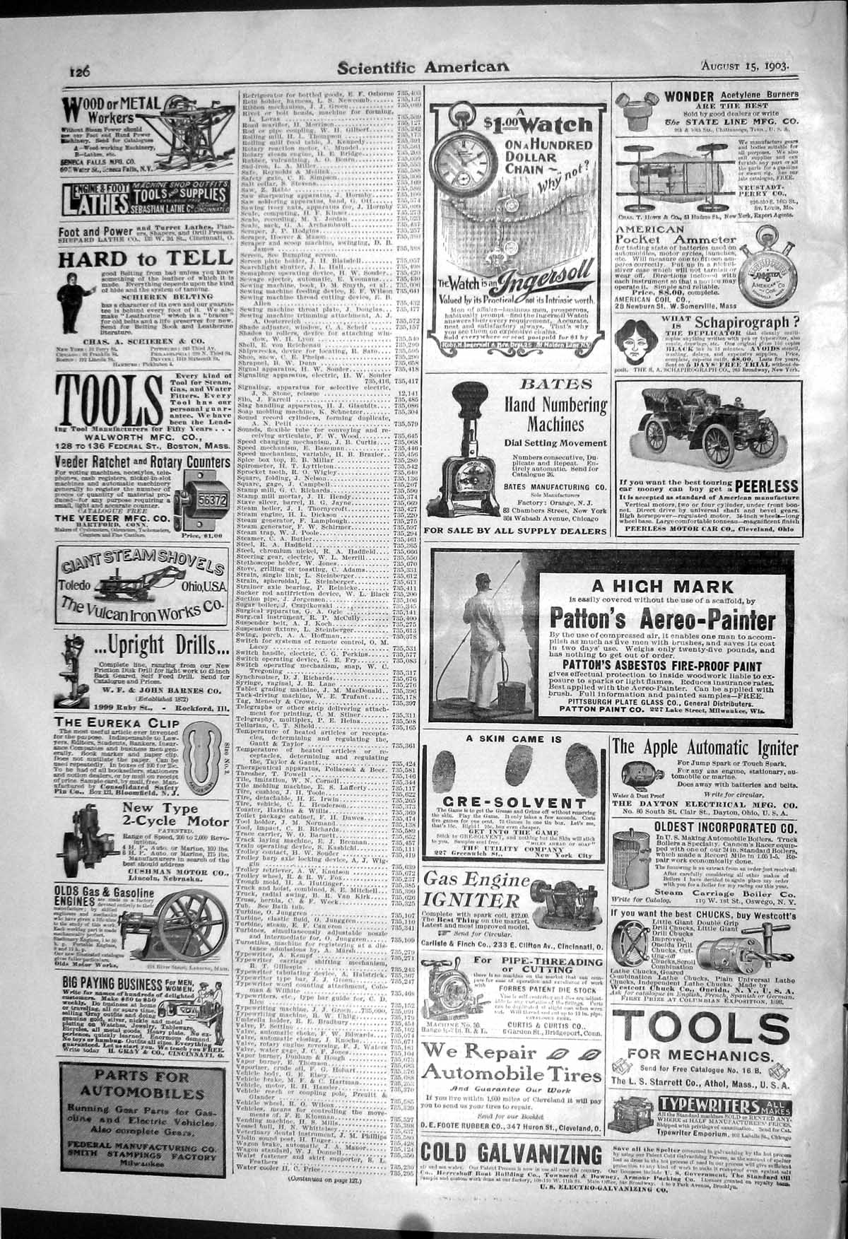 Old Print 1903 Scientific American Lathes Tools Typewriters Car Ingersoll 20th
