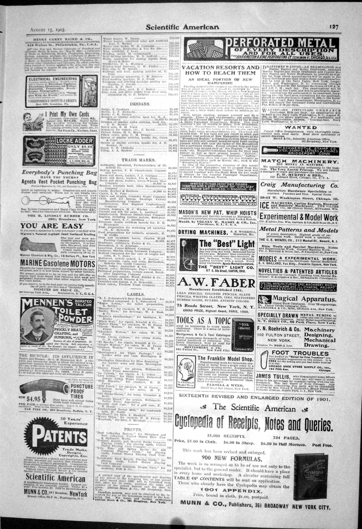 Old Print 1903 Scientific American Munn Faber Metal Mennen Bicycle Badger 20th