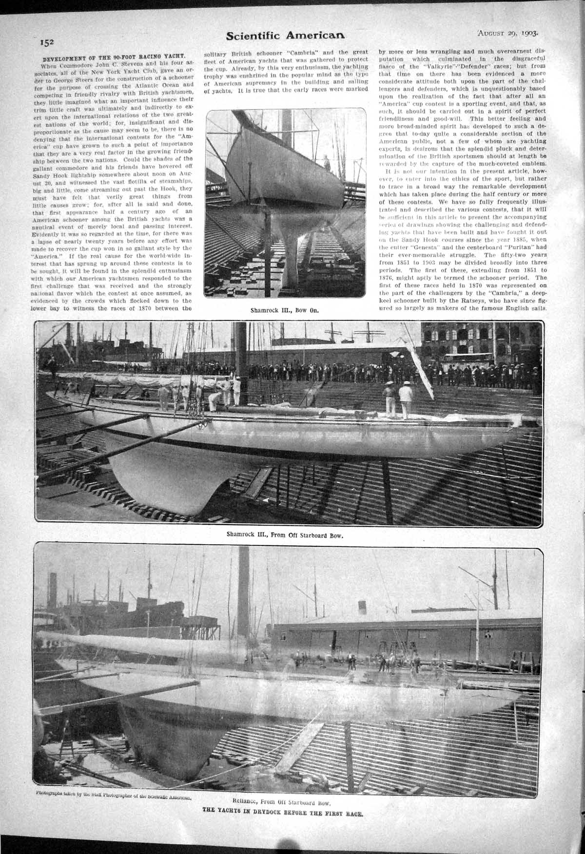 Old 1903 Scientific American Yachts Drydock Shamrock Reliance Starboa 20th