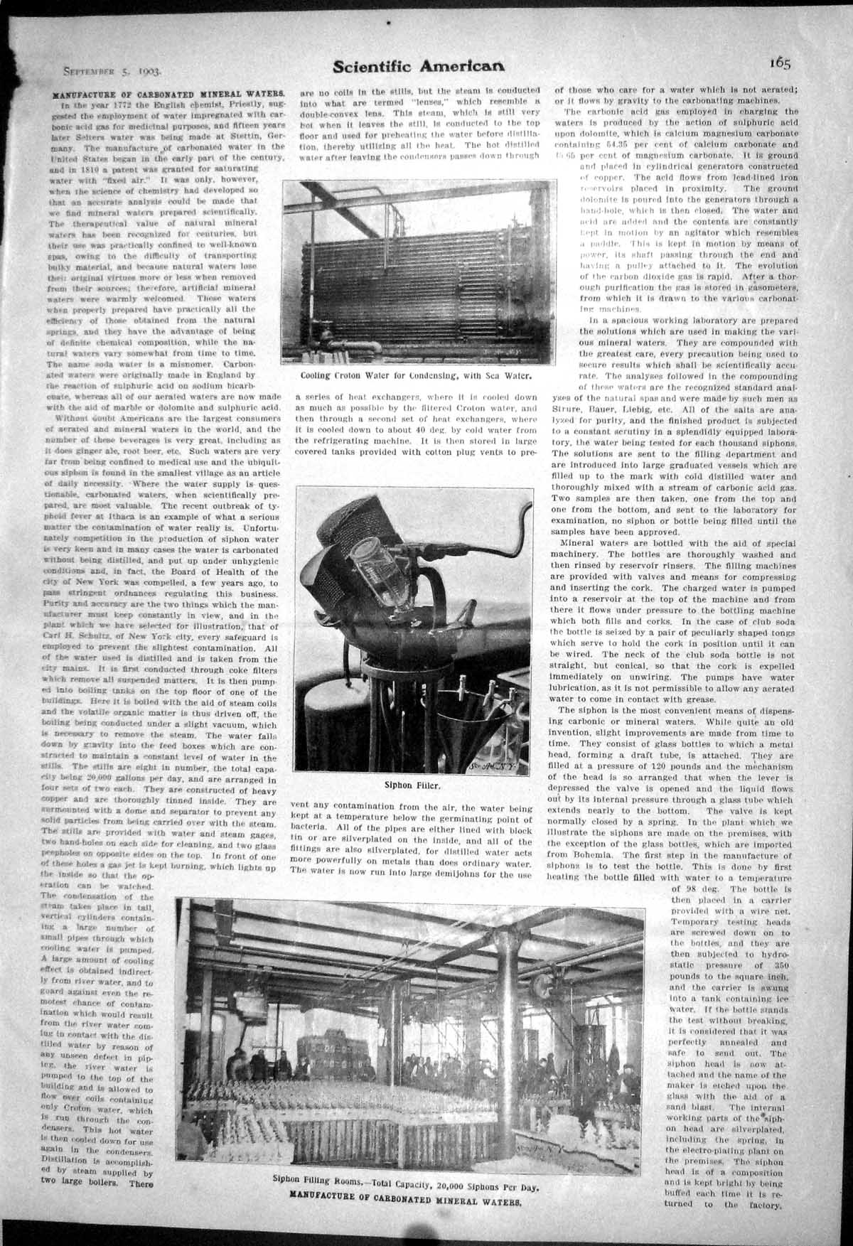 Old 1903 Scientific American Manufacture Carbonated Mineral Waters Wi 20th