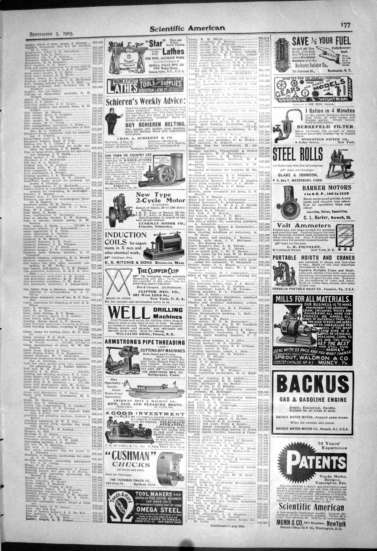 Old 1903 Scientific American Munn Cushman Chucks Lathes Williams Soap 20th