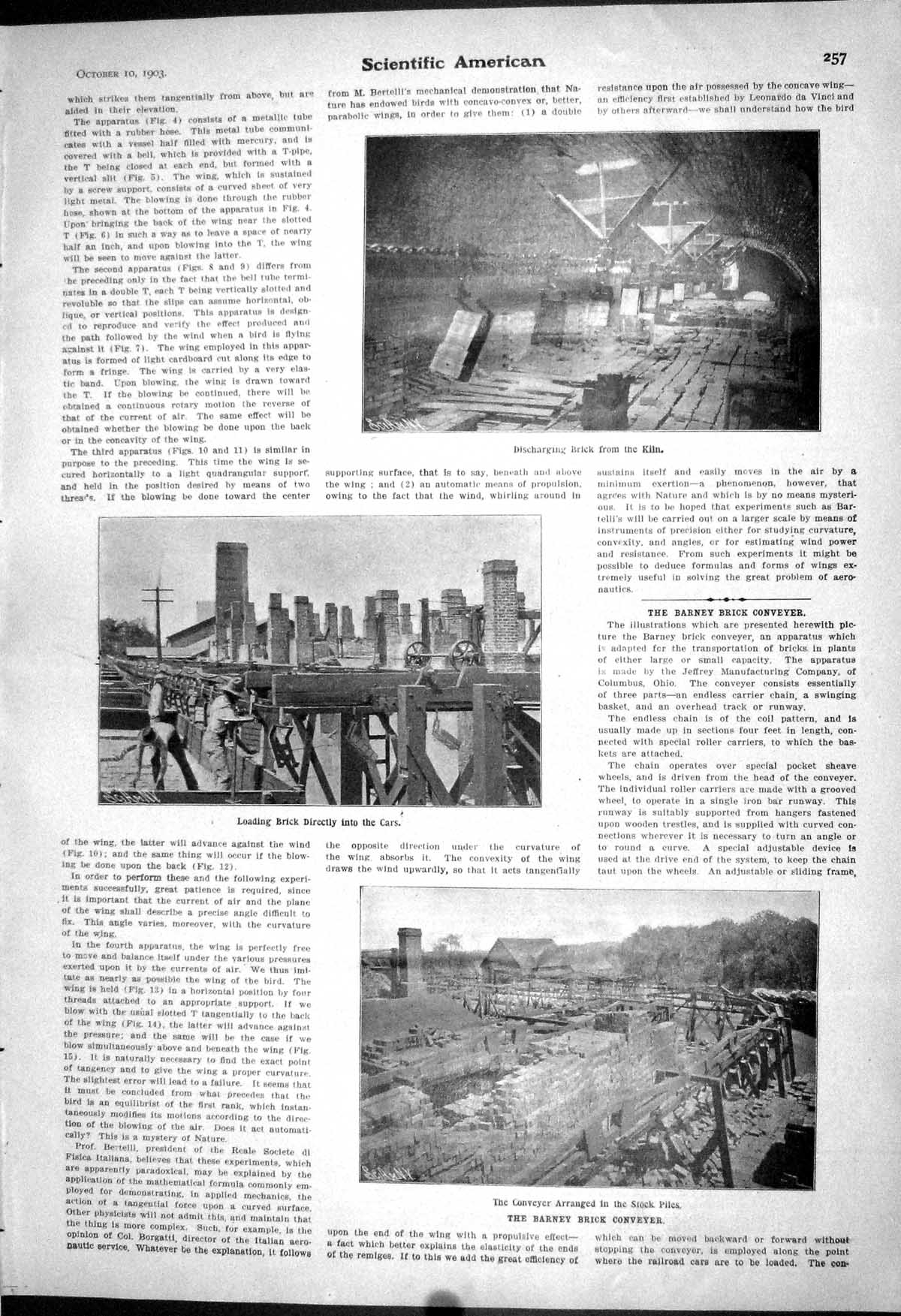 Old 1903 Scientific American Barney Brick Conveyor Kiln Loading Cars 20th