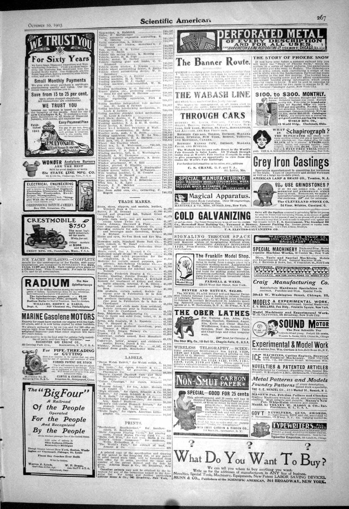 Old Print 1903 Scientific American Motor Car Typewriters Remington Winton 20th