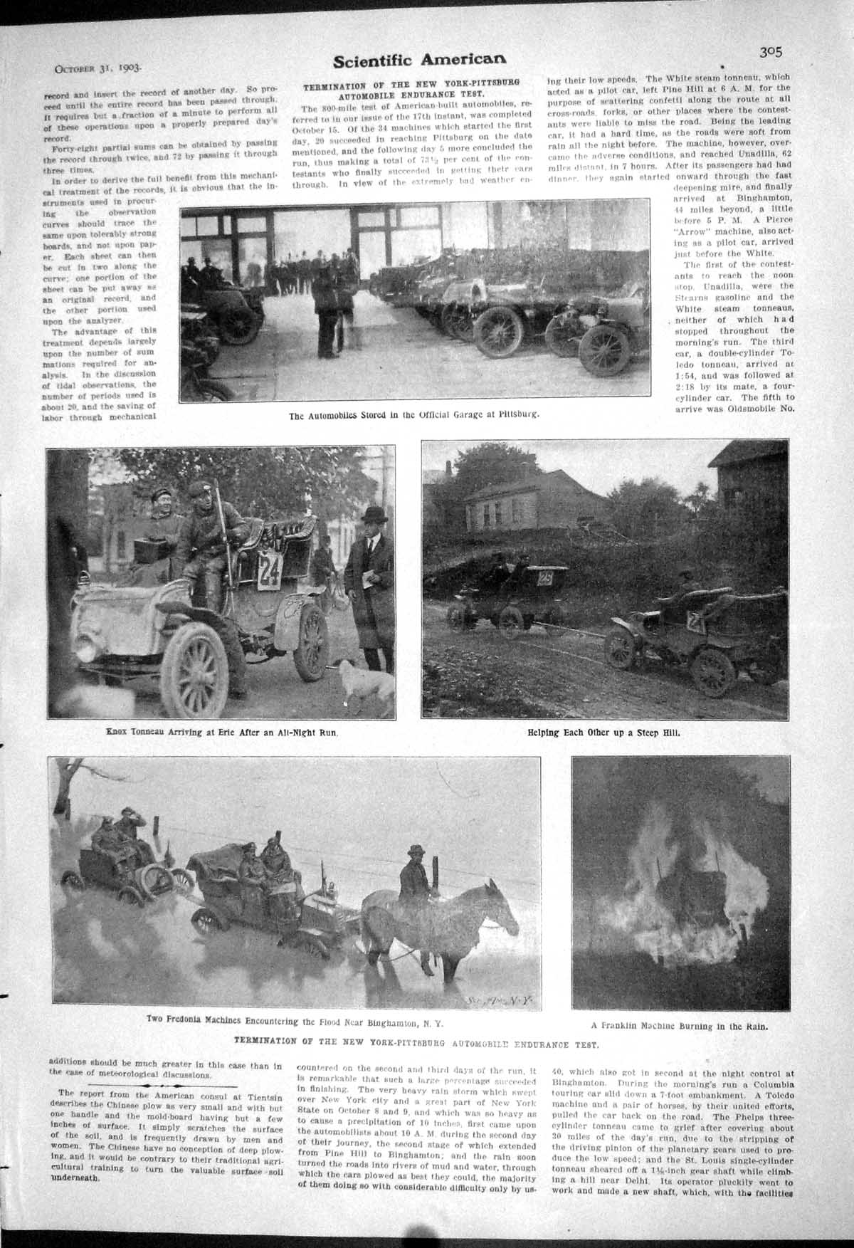 Old New-York Pittsburg Automobile Endurance Test Franklin 1903 Scient 20th