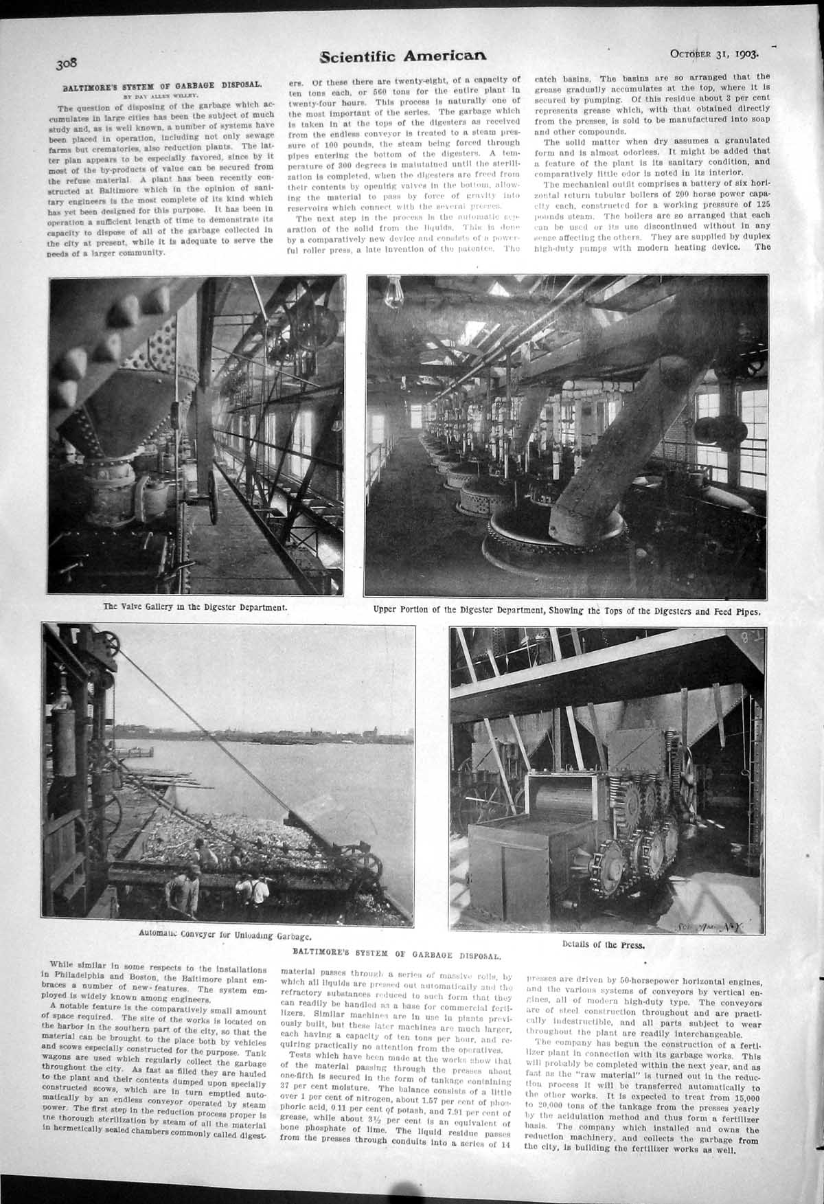 Old Baltimore System Garbage Disposal Digester Department 1903 Scient 20th