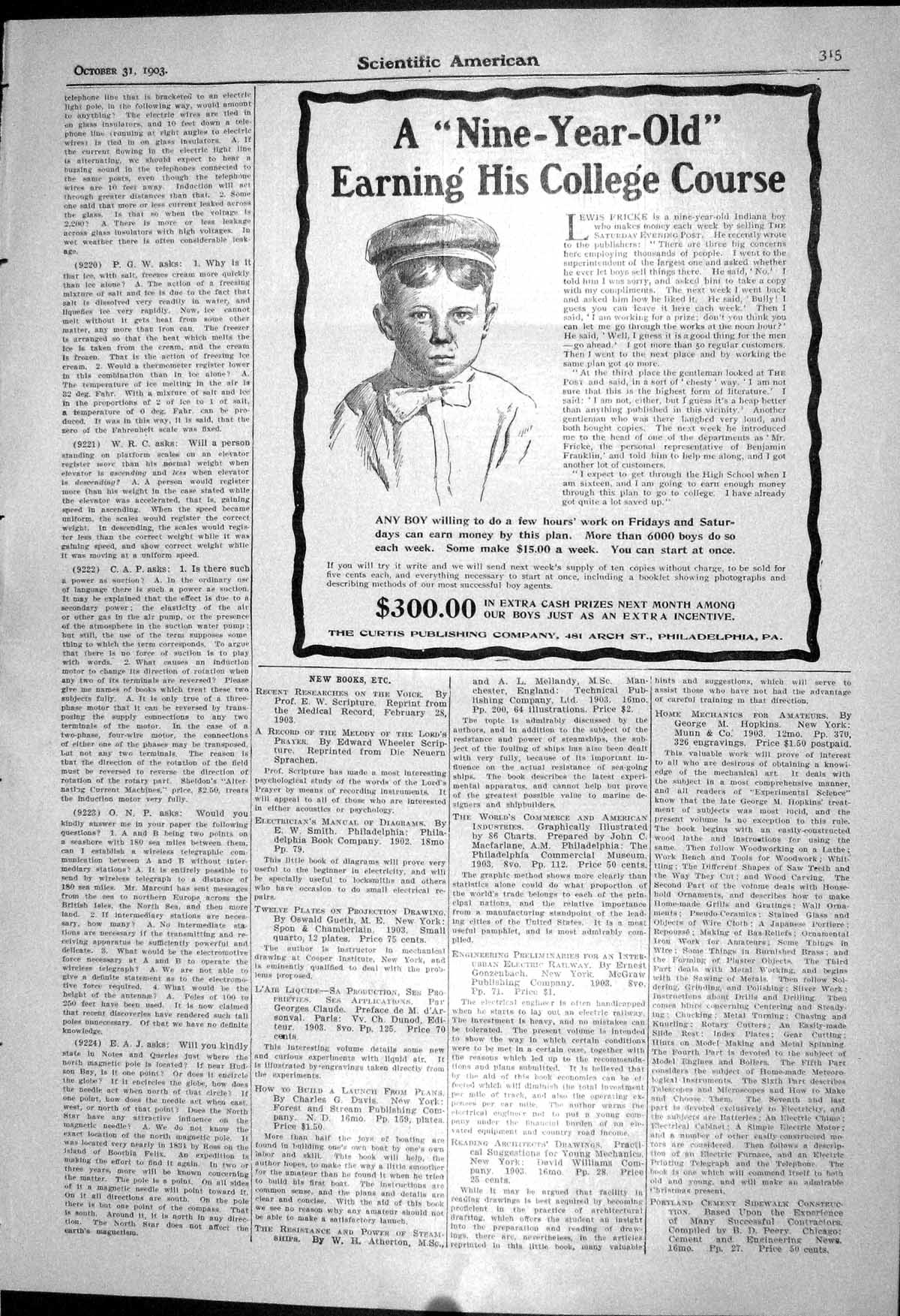 Old 1903 Scientific American Curtis Publishing Books Lathes Kerosene 20th
