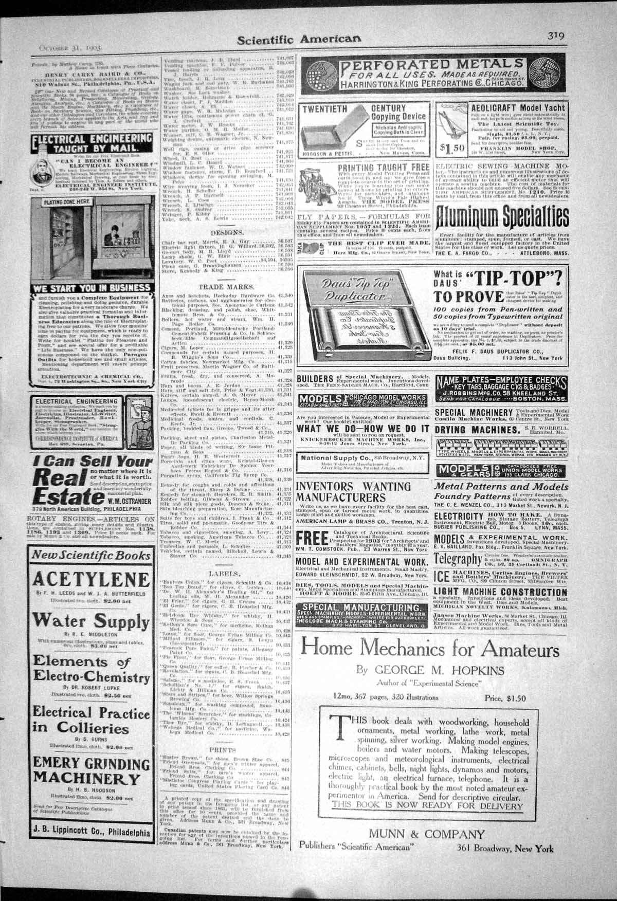 Old Print 1903 Scientific American Lippincott Munn Felix Daus Winton Car 20th