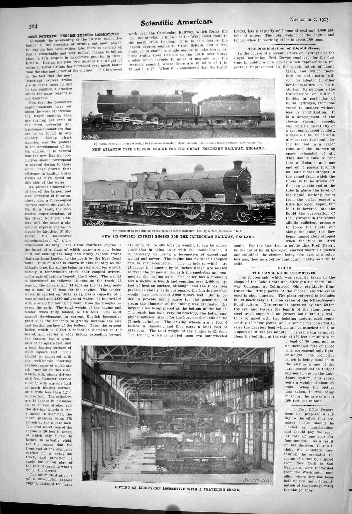 Old 1903 Scientific American Train Express Engine Railway England Pro 20th