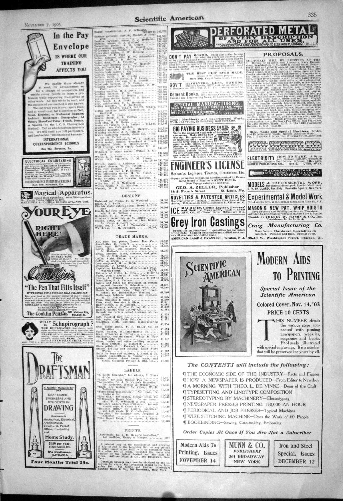 Old 1903 Scientific American Munn Metal Conklin Pen Winton Car Bicyle 20th