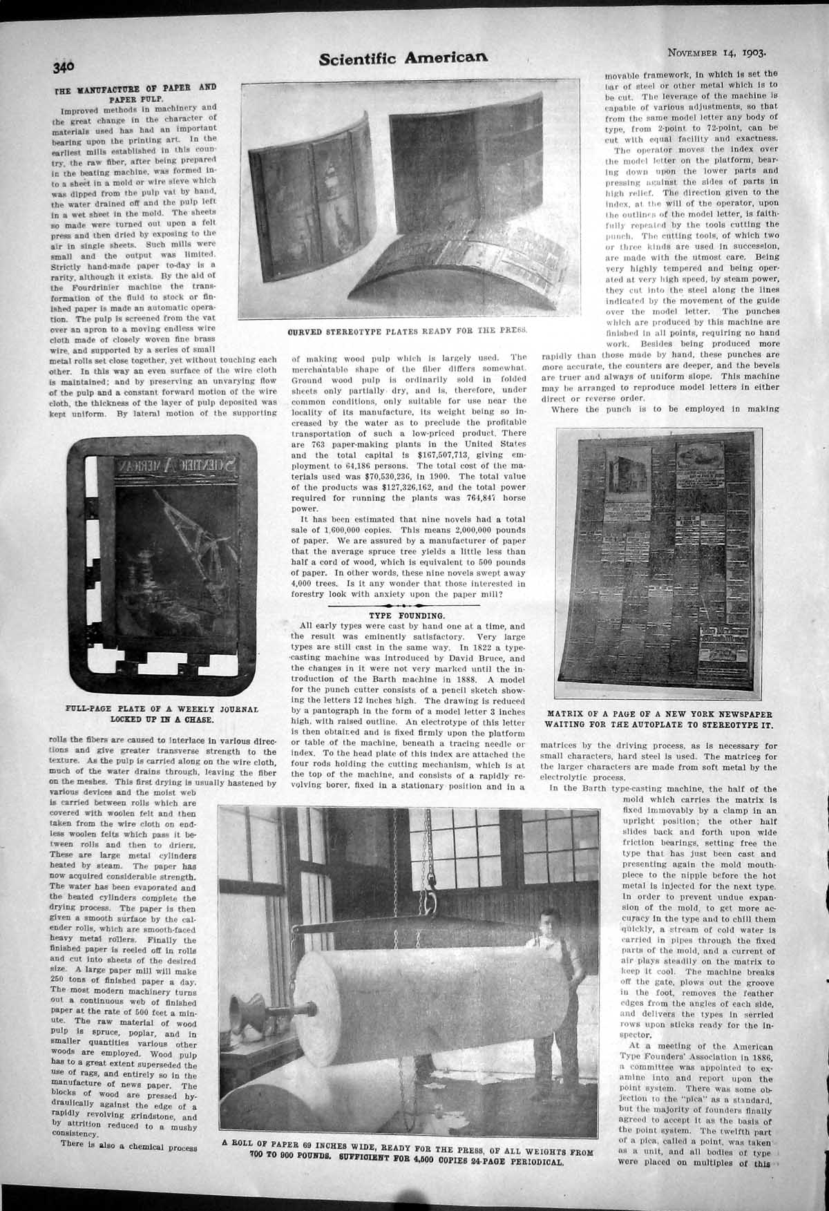 Old 1903 Scientific American Manufacture Paper Pulp Weekly Matrix Pag 20th