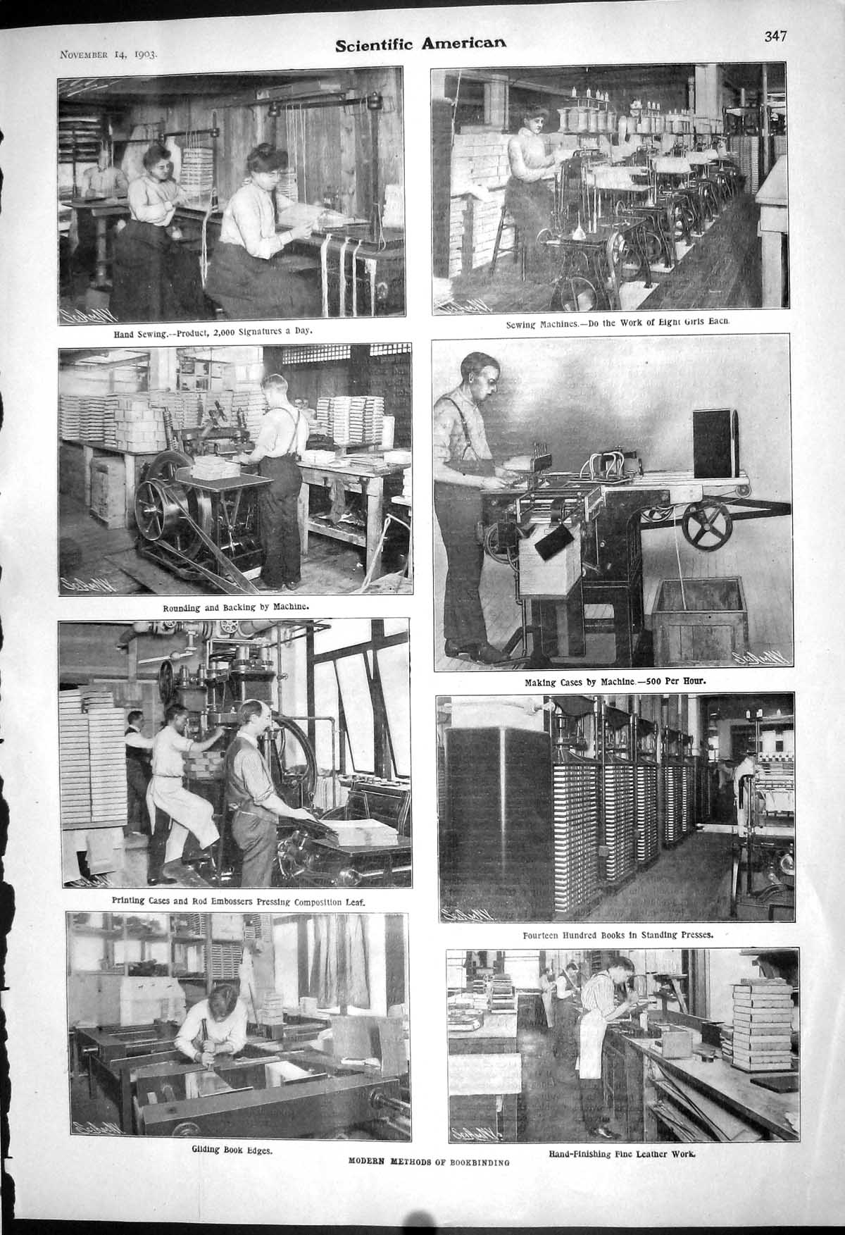 Old 1903 Scientific American Modern Methods Book Binding Machinery Gi 20th