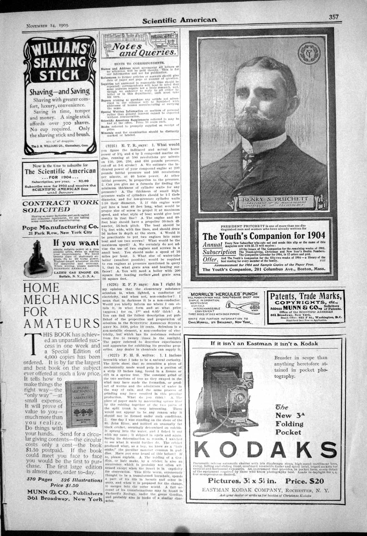 Old Print 1903 Scientific American Pritchett Kodak Munn Typewriter Watch 20th