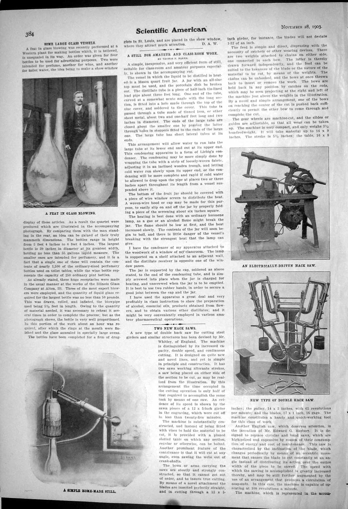Old 1903 Scientific American Glass Blowing Electrically Driven Hack S 20th