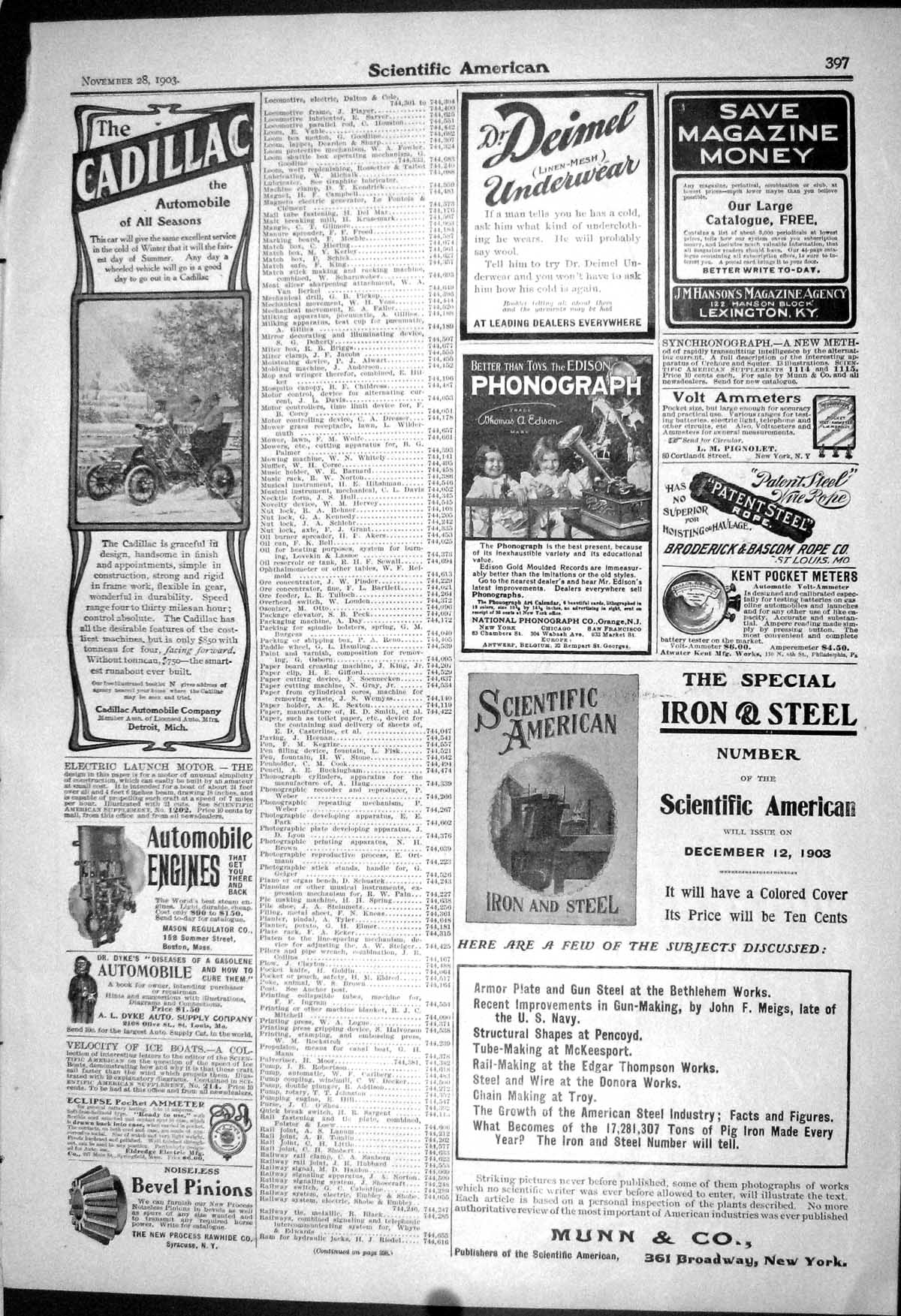 Old Print Cadillac Munn Engines Doubleday Watch 1903 Scientific American 20th