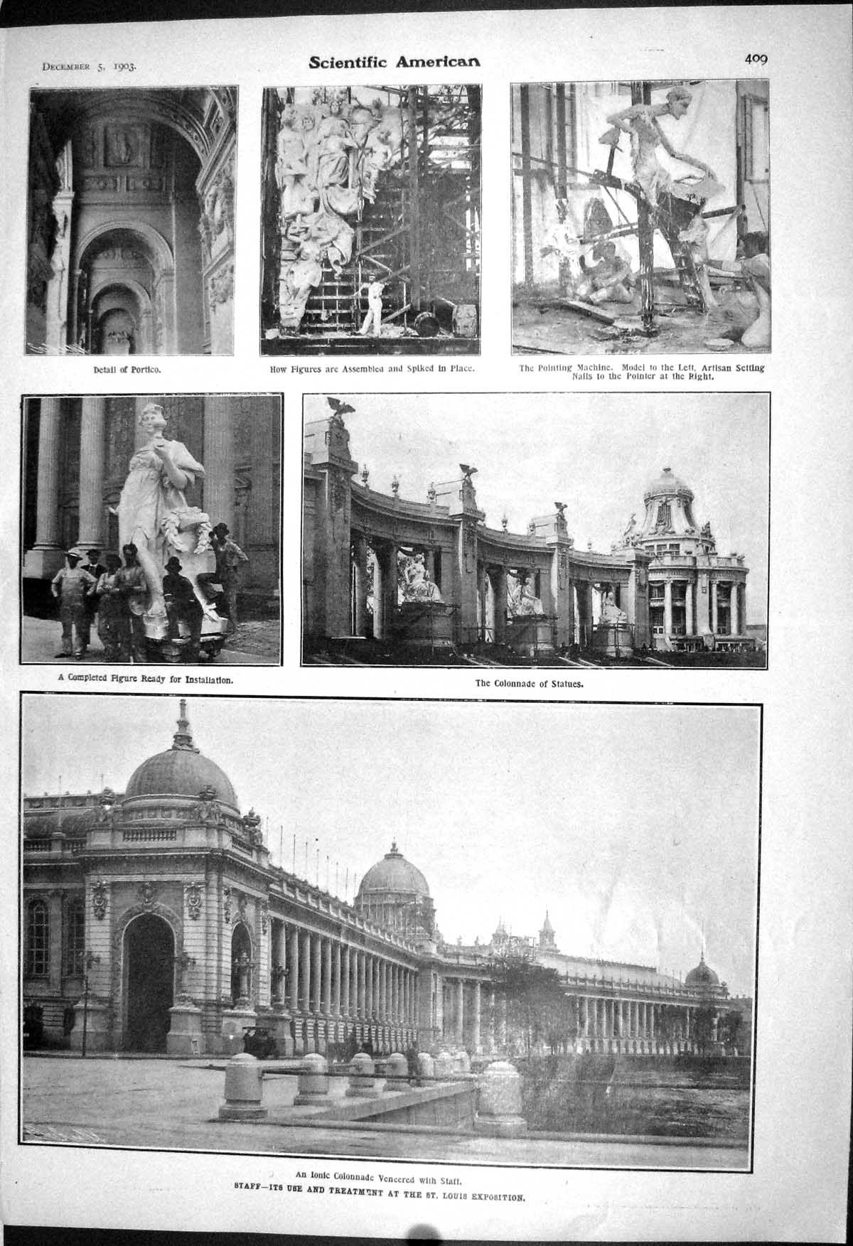 Old 1903 Scientific American St. Louis Exposition Ionic Colonnade Sta 20th
