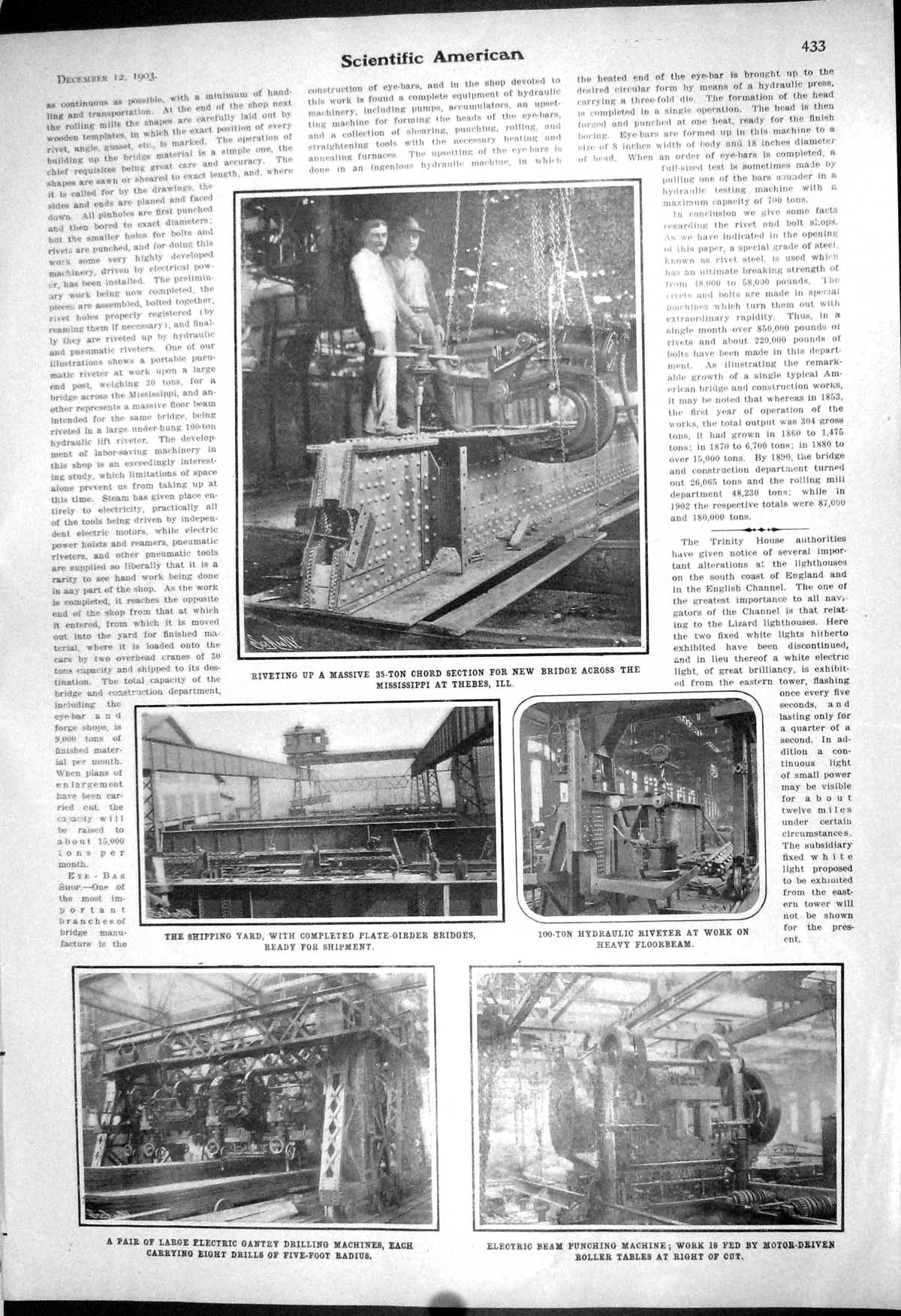 Old 1903 Scientific American Shipping Yard Mississippi Thebes Punchin 20th