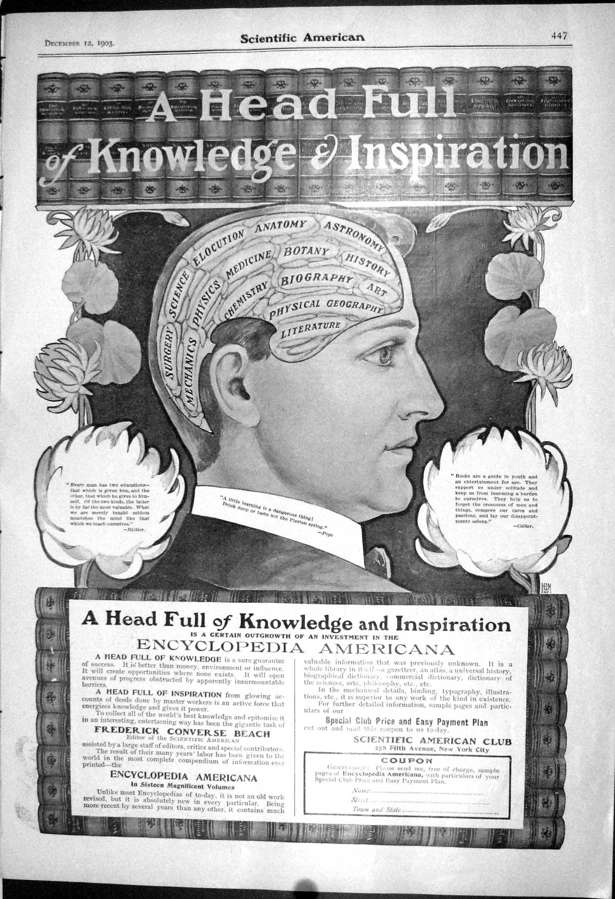 Antique Print 1903 Scientific American Encyclopedia Torrey Penberthy Bowen 20th