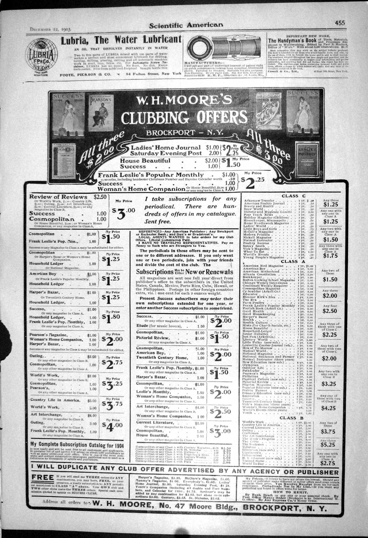 Old 1903 Scientific American Moore Brockport Winton Car Morrow Radium 20th