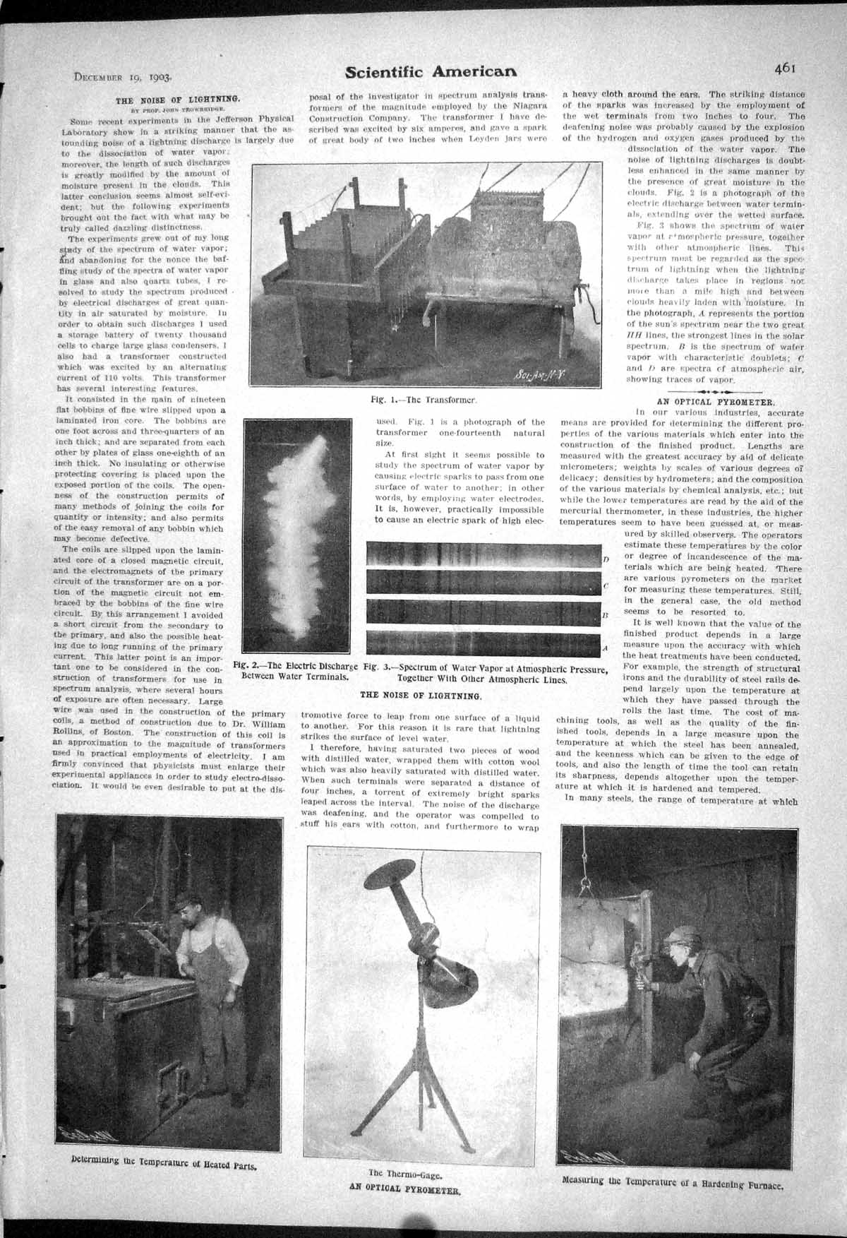 Old 1903 Scientific American Optical Pyrometer Noise Lightning Thermo 20th