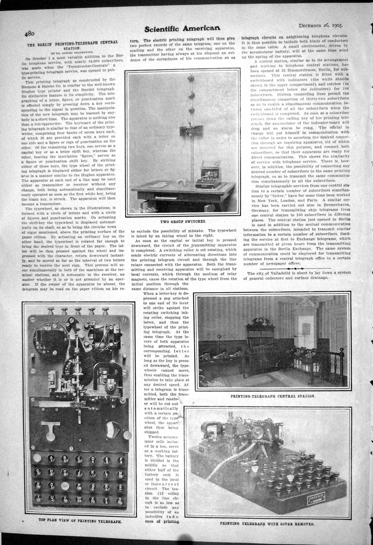 Old 1903 Scientific American Berlin Ing Telegraph Central Station Swi 20th