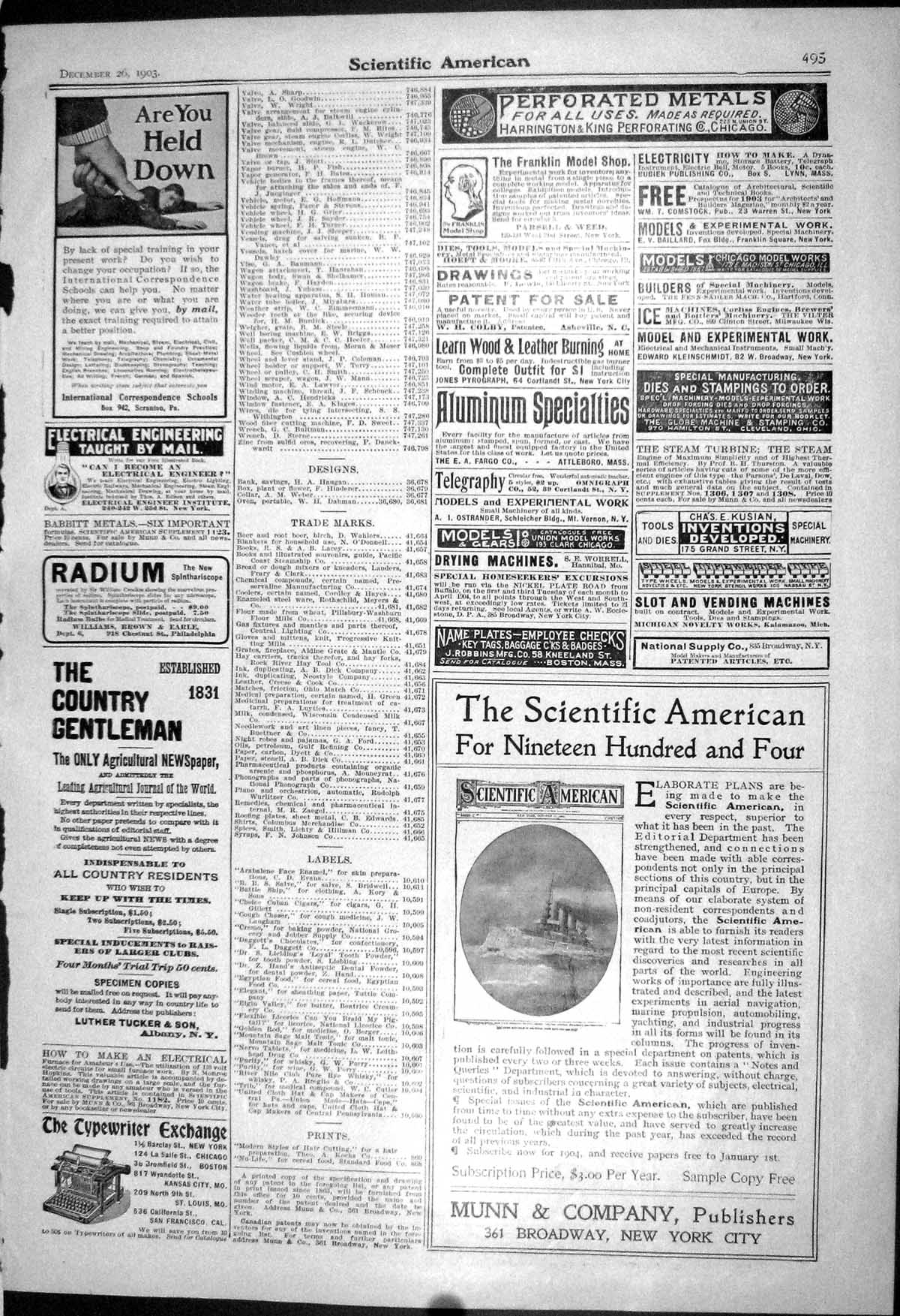 Old 1903 Scientific American Munn Typewriter Griffin Mill Winton Car 20th