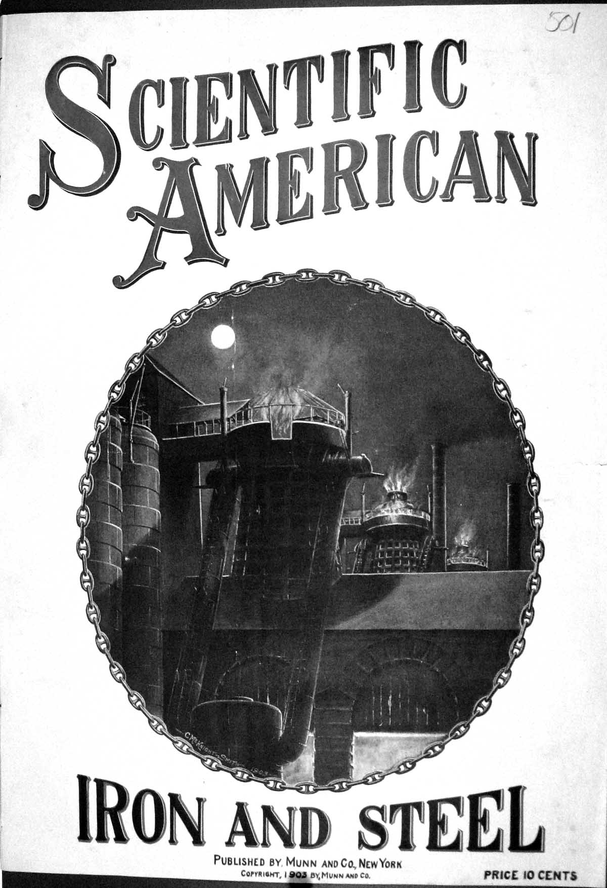 Antique Print 1903 Scientific American Iron Steel Munn smobile Motor Works 20th