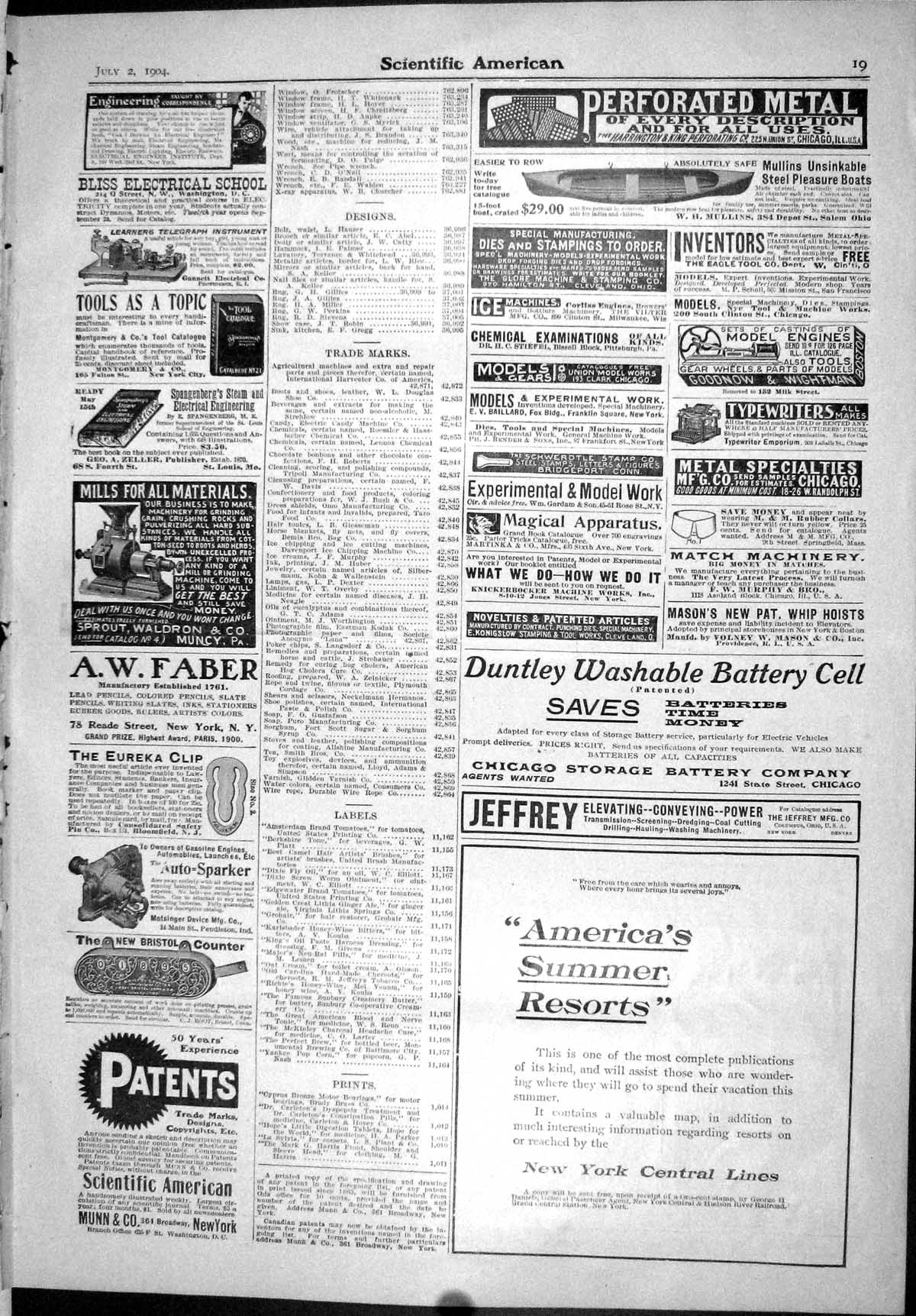 Original Old Antique Print Scientific American 1904 Eureka Clip Mill Pen Car