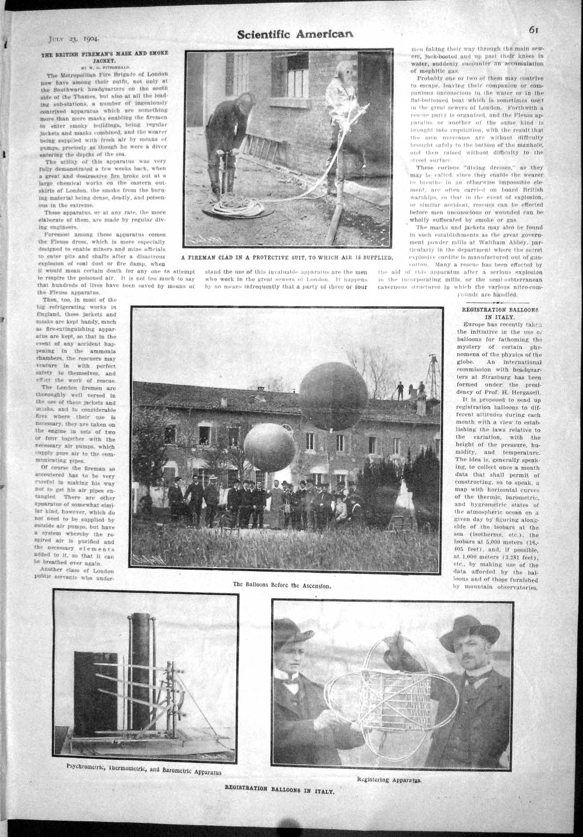 Old Registration Balloons Italy Barometric Scientific American 1904 F 20th