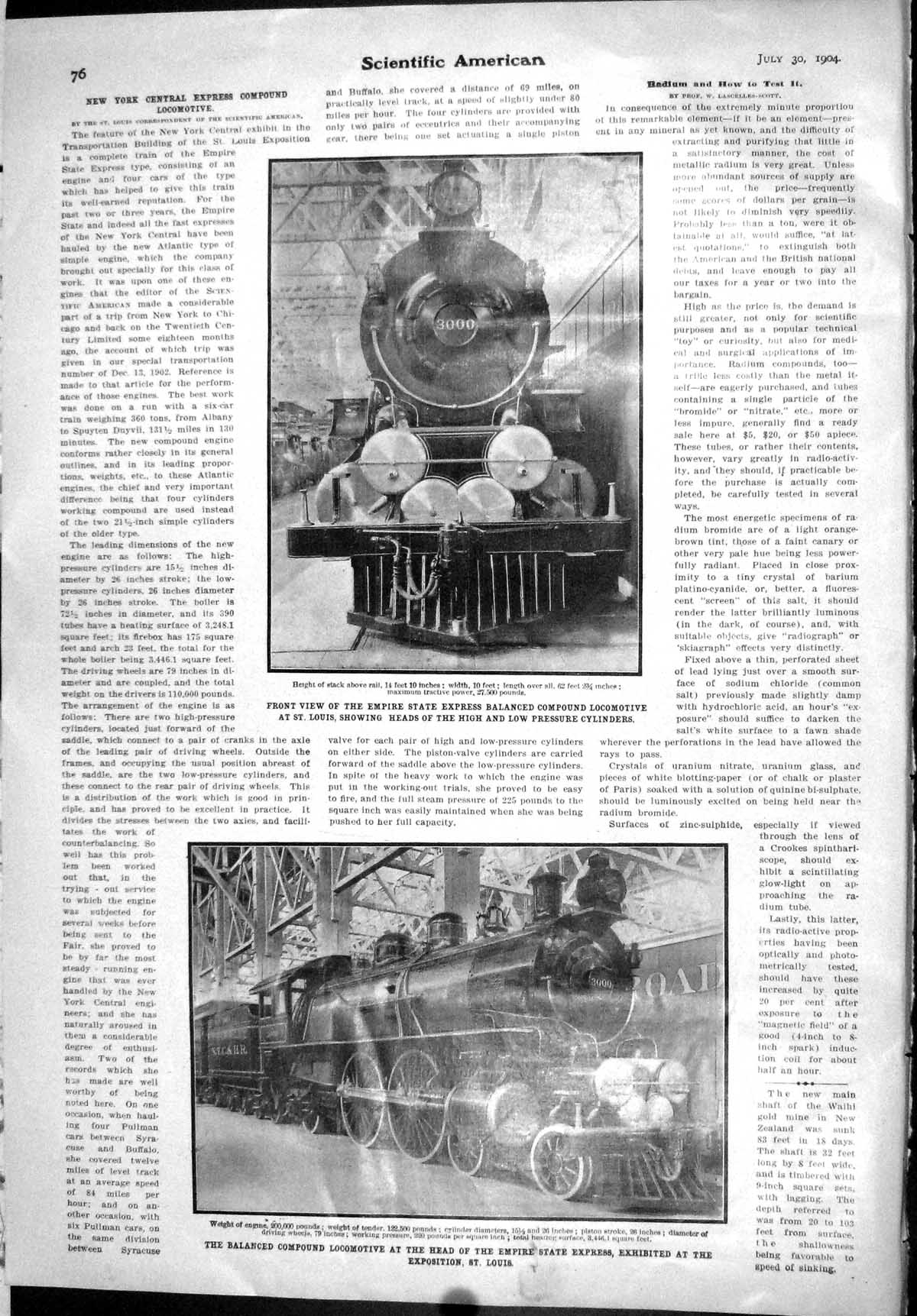 Old Scientific American 1904 Locomotive Train Empire State Express St 20th