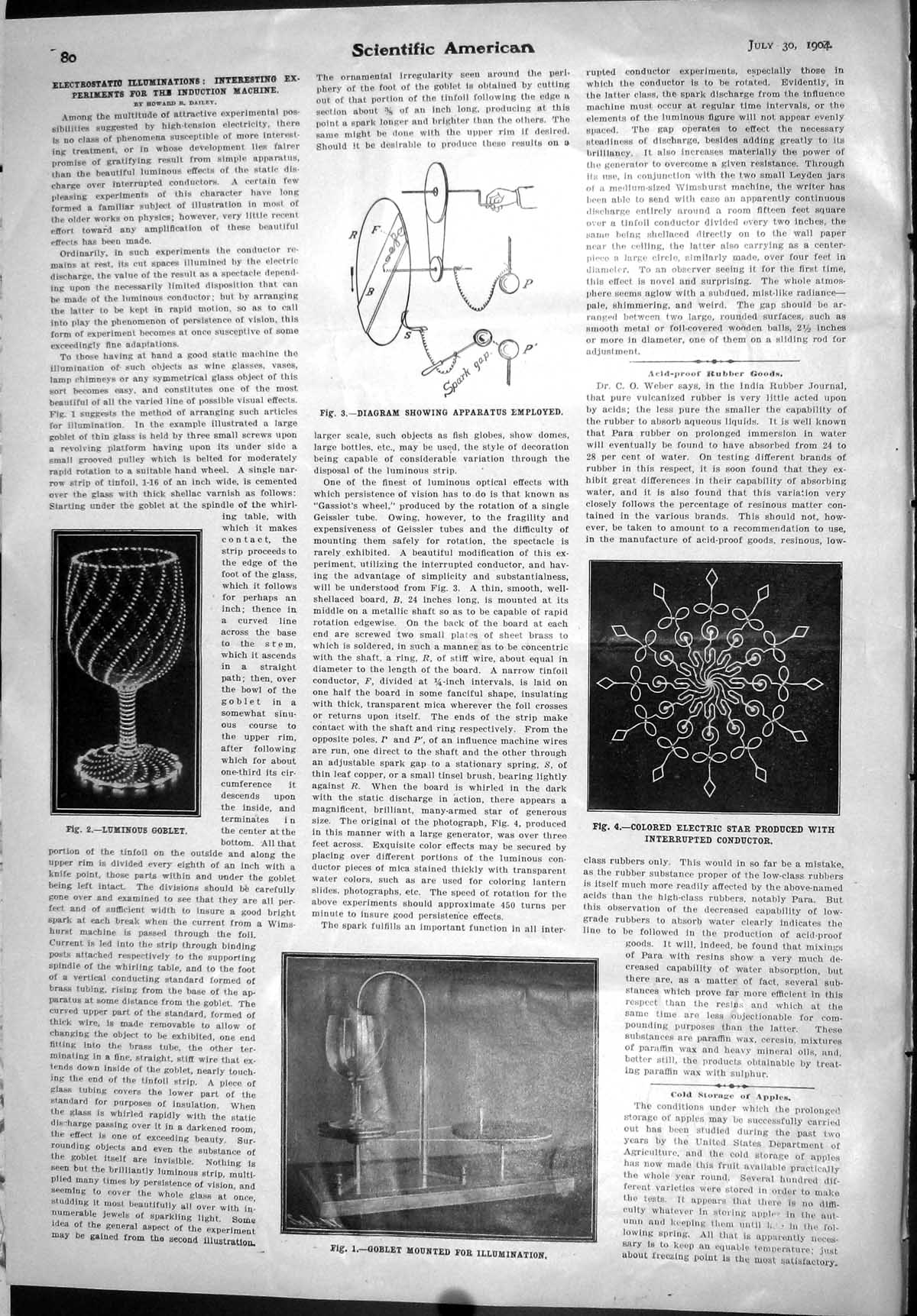 Old Scientific American 1904 Electrostatic Illuminations Goblet Elect 20th