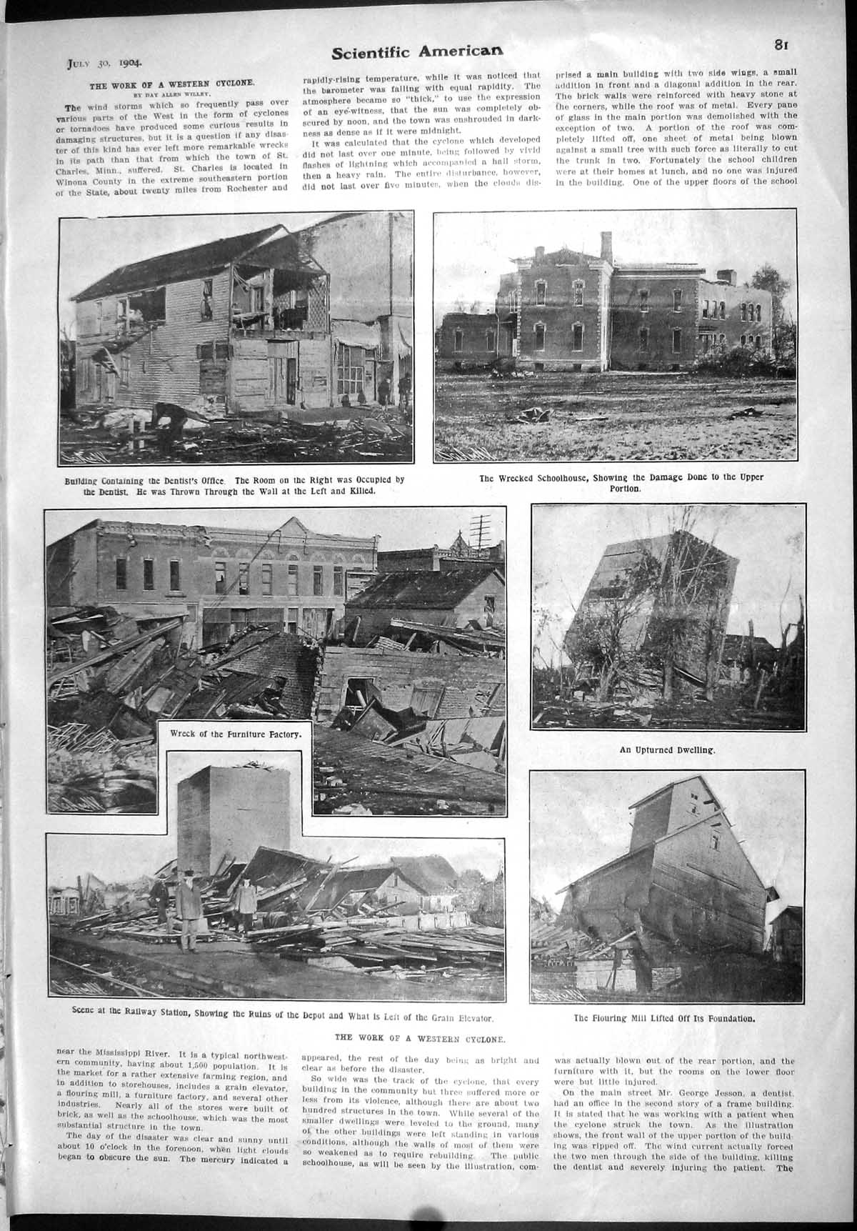 Old Scientific American 1904 Ruins Westerb Cyclone Charles Minn Hudso 20th