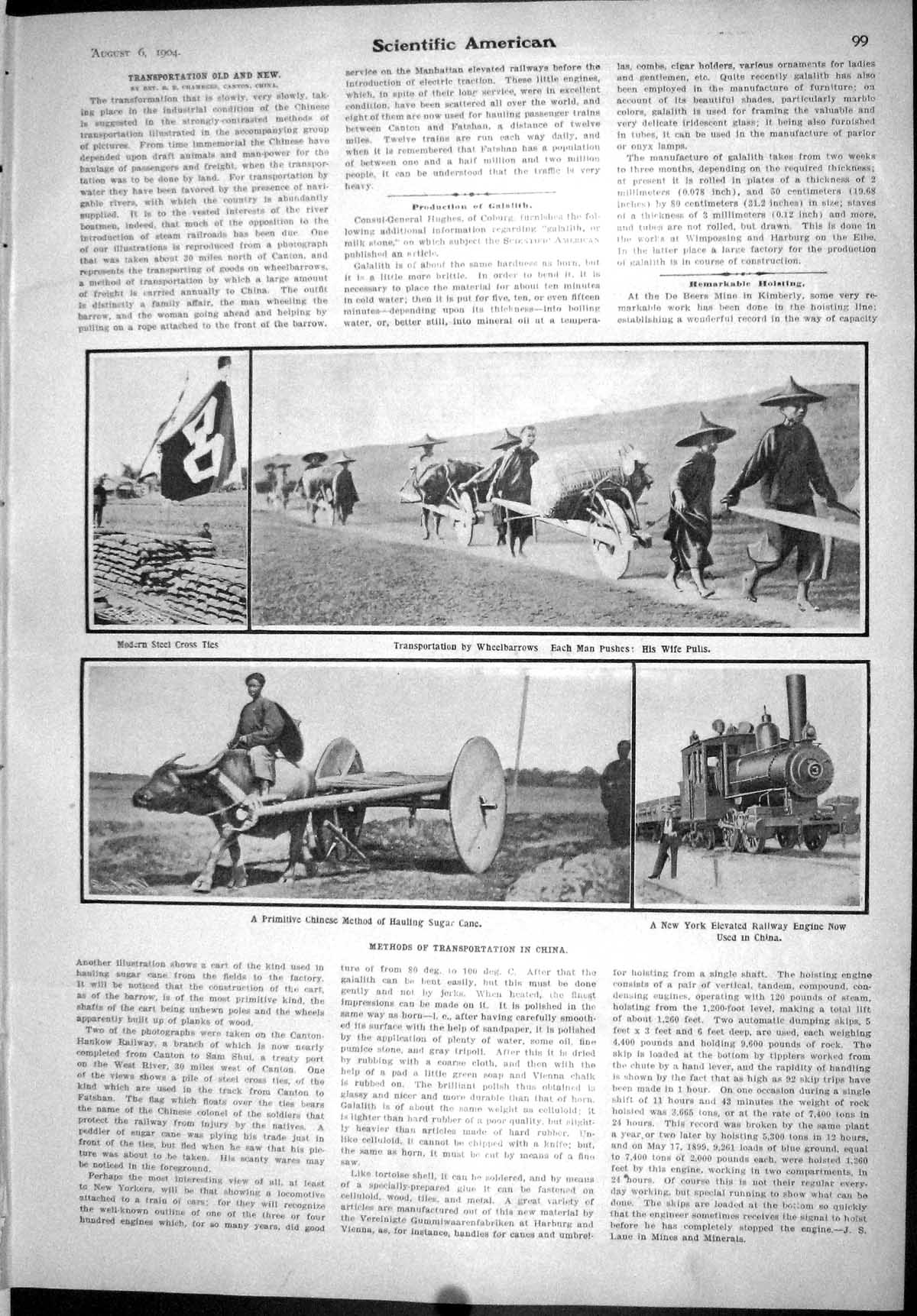 Old Scientific American 1904 Transportation China Wheelbarrows Railwa 20th