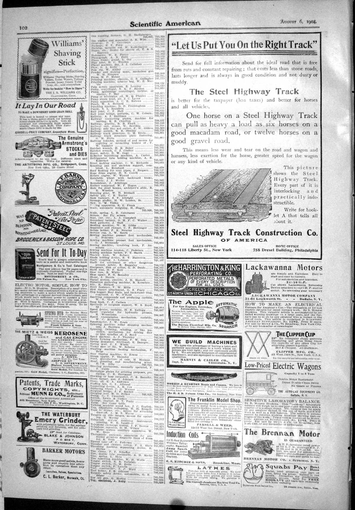 Old Scientific American 1904 Shaving Stick Brennan Motor Haynes Lathe 20th