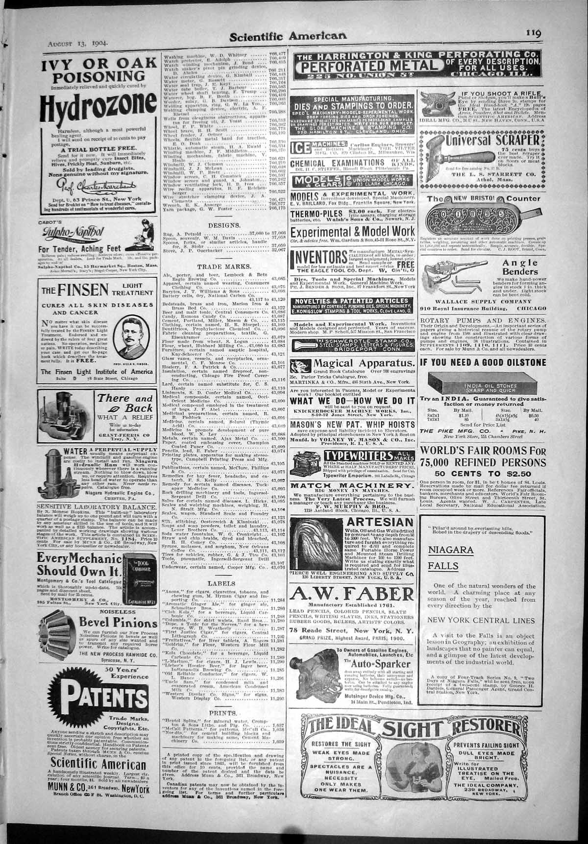 Old Sight Restorer Hydrozone Scientific American 1904 Typewriter Car 20th