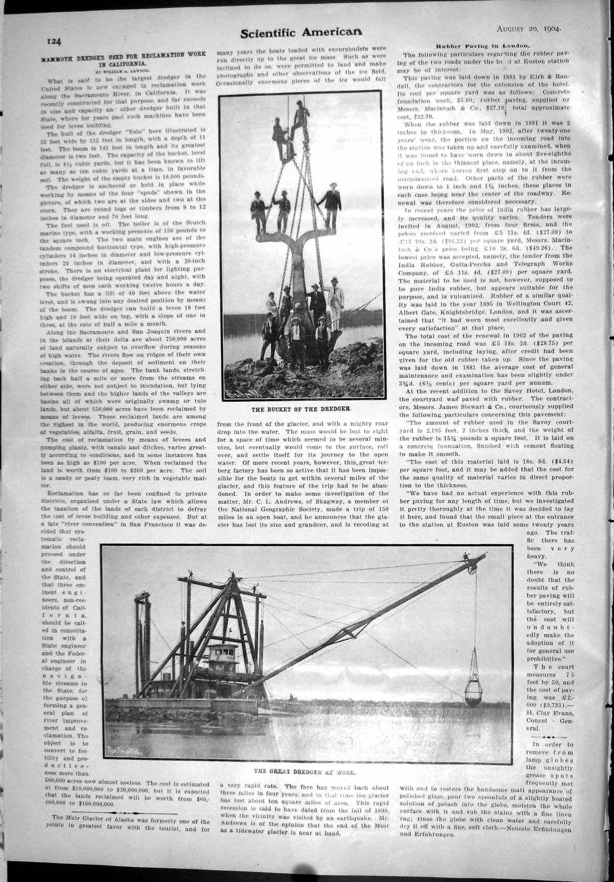 Old Scientific American 1904 Mammoth Dredger Reclamation Work Califor 20th