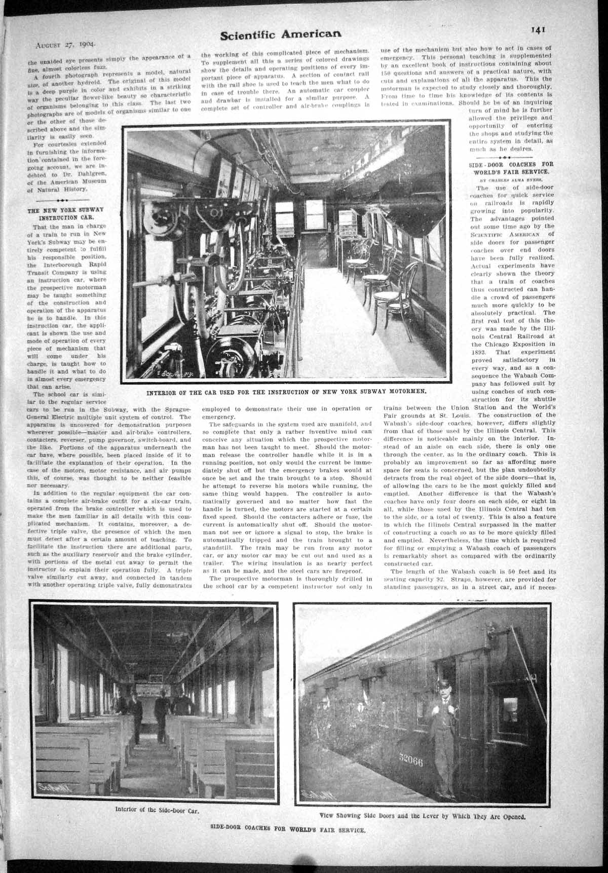 Old Scientific American 1904 New York Subway Coaches Ice-Cutting Mach 20th