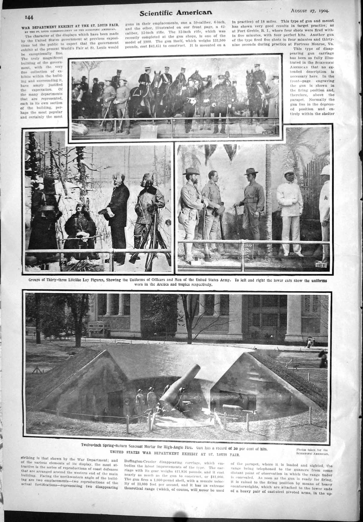 Old Scientific American 1904 United States War Department Louis Fair 20th
