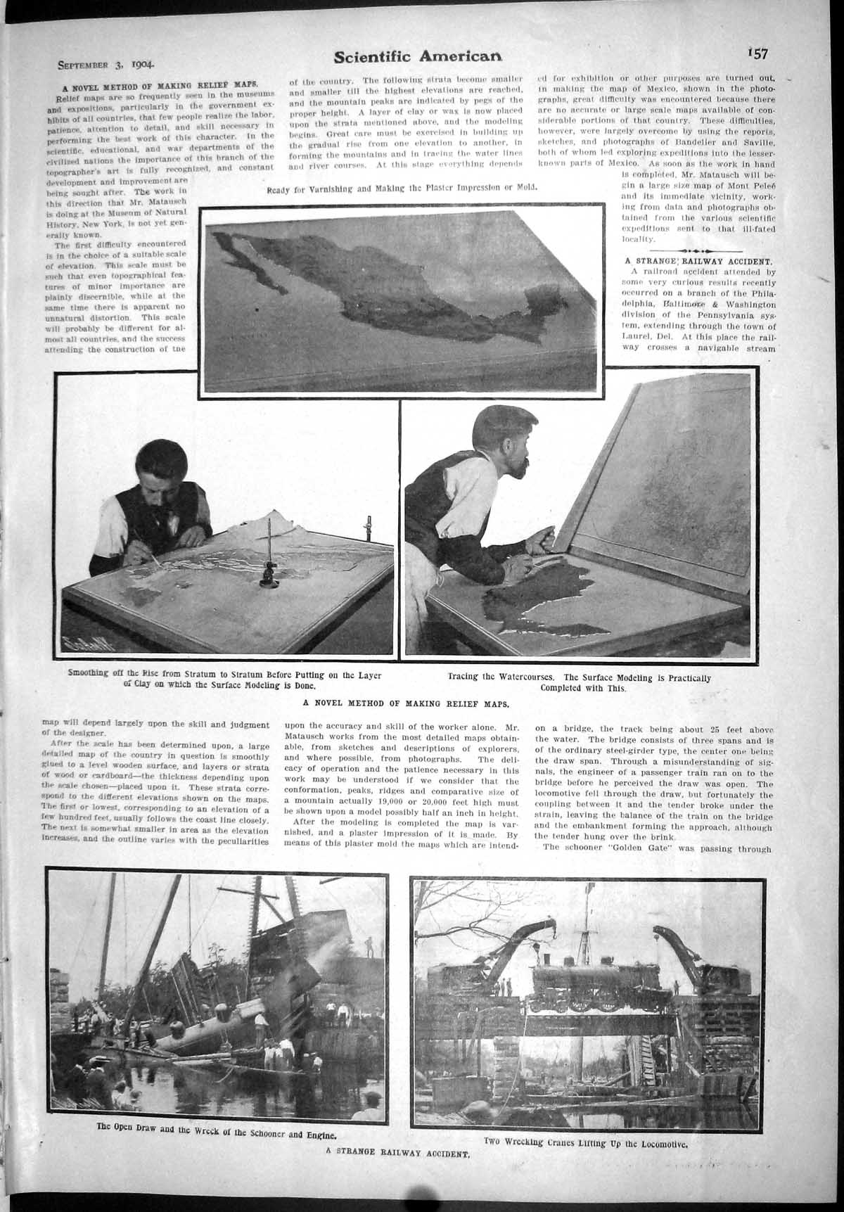 Old Method Making Relief Maps Clay Scientific American 1904 Railway A 20th