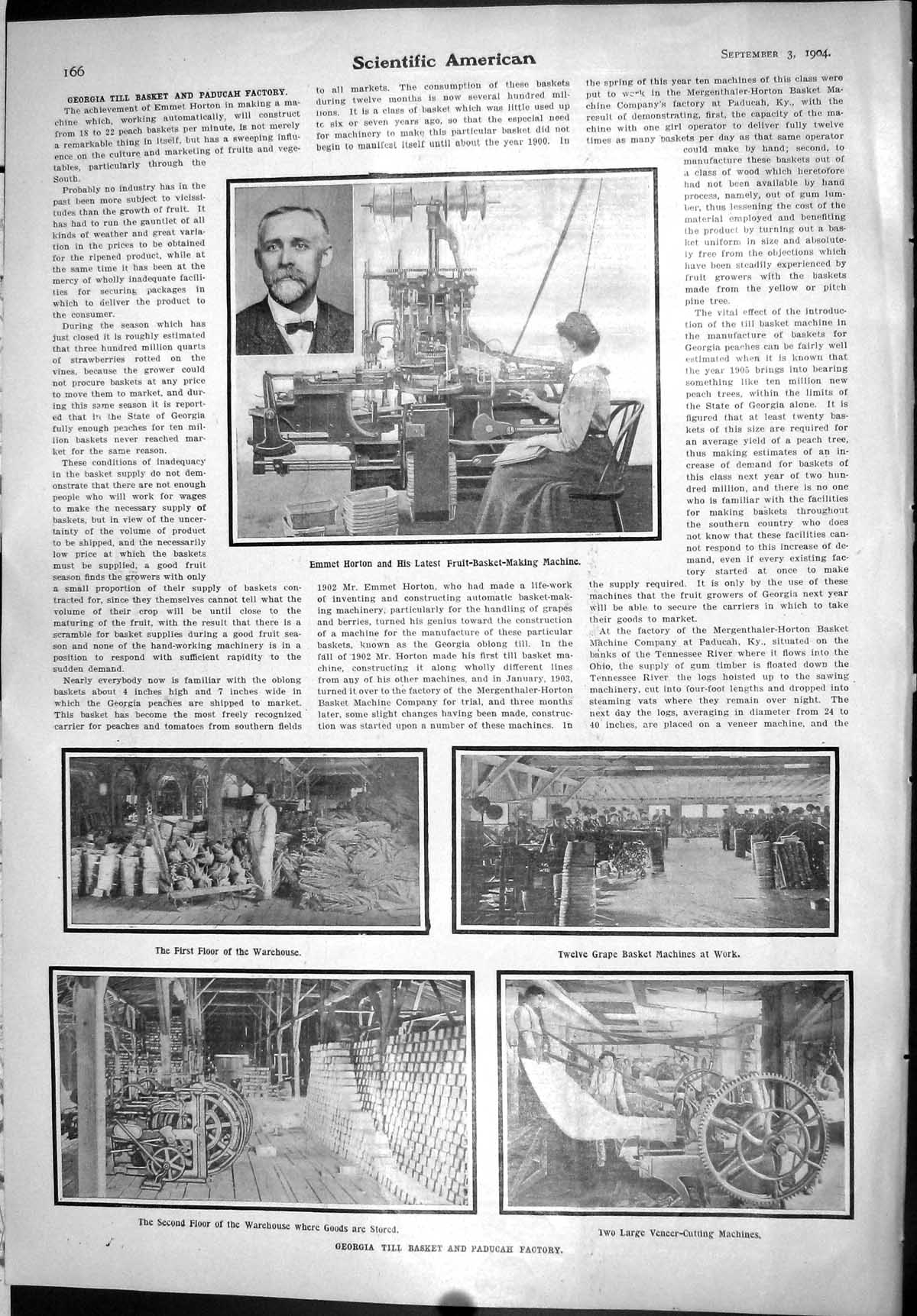 Old Scientific American 1904 Emmet Horton Fruit-Basket Machine Georgi 20th