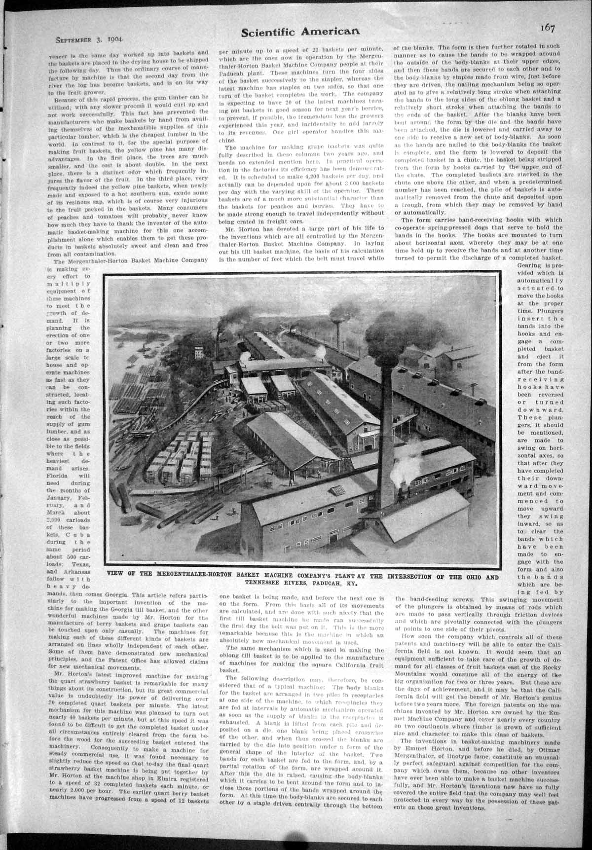 Old Scientific American 1904 Mergenthaler-Horton Basket Machine Plant 20th