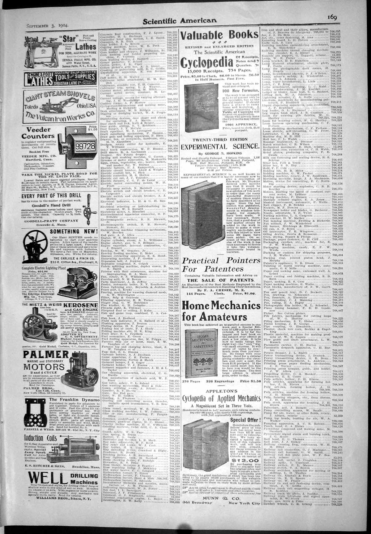 Old Scientific American 1904 Advetisement Cyclopedia Palmer Motors Ha 20th