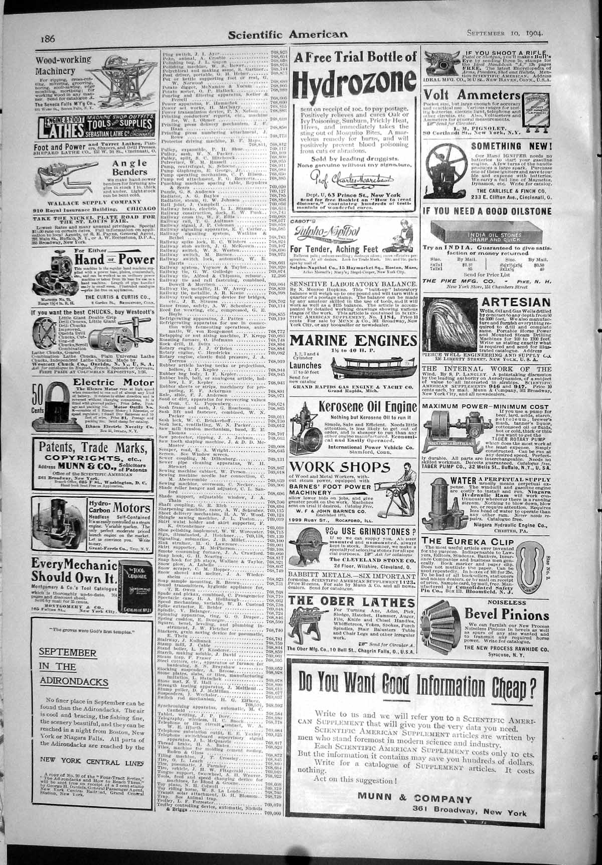 Old Scientific American 1904 Munn Hydrozone Wallace Angle Benders Obe 20th
