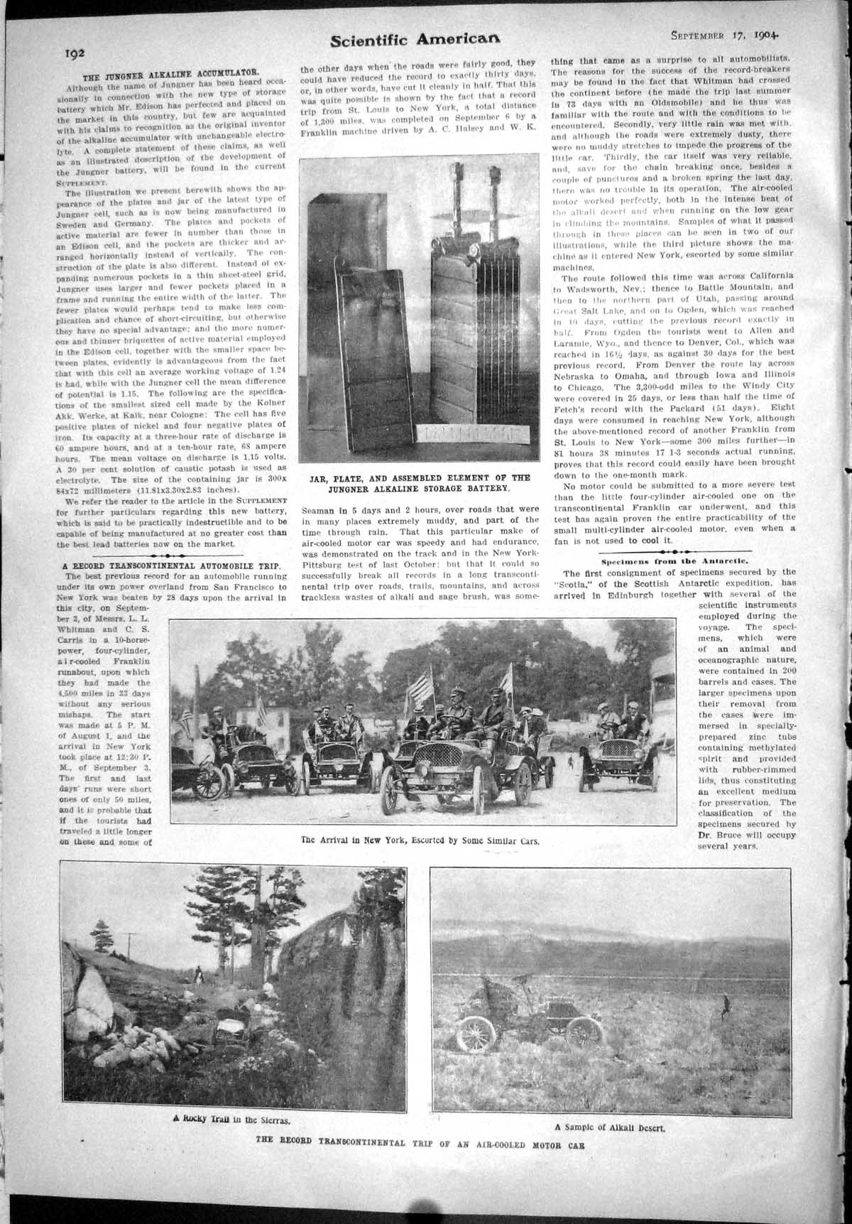 Old Jungner Alkaline Storage Battery Scientific American 1904 Air-Coo 20th