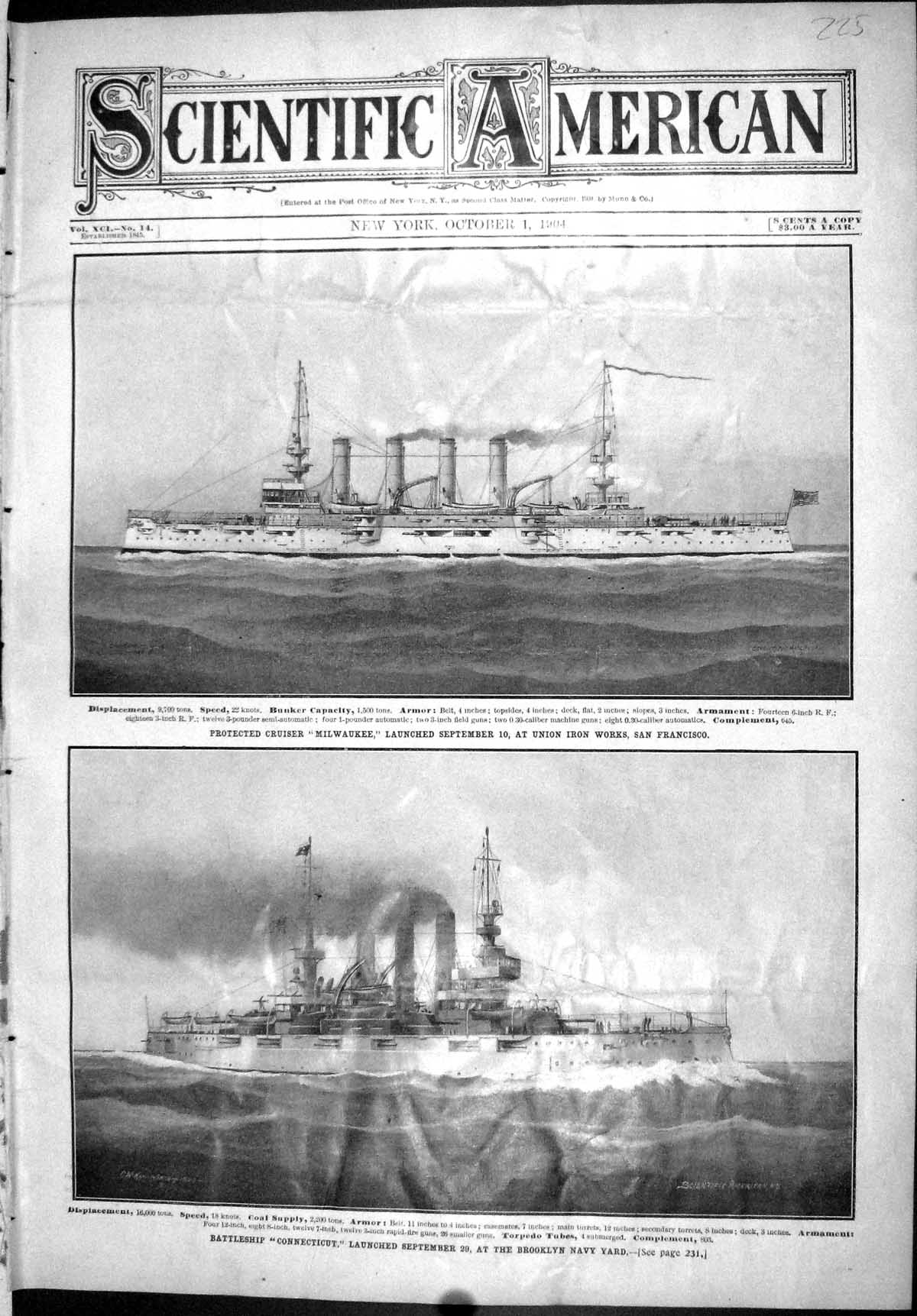 Old Cruiser Ship Milwaukee Francisco Connecticut Brooklyn Scientific