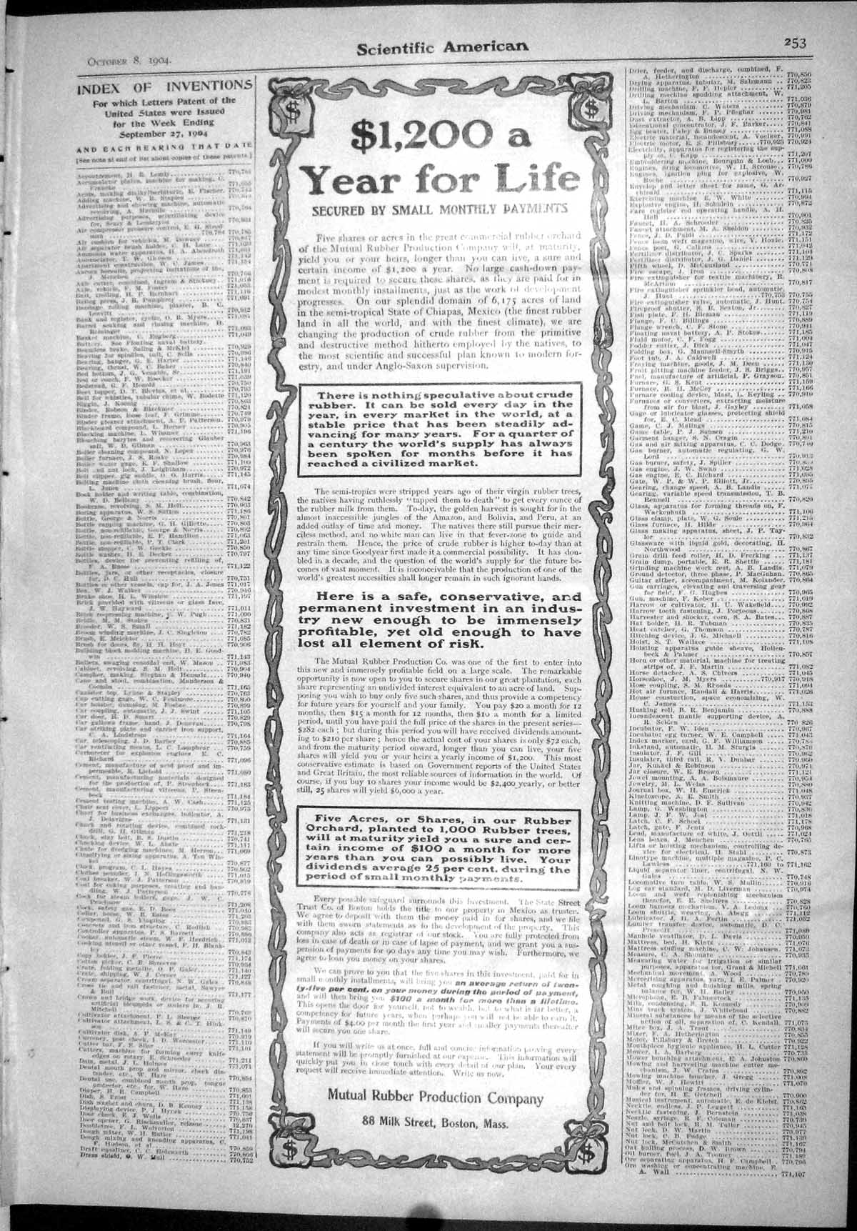 Old Scientific American 1904 Mutual Rubber Company Munn Peerless Cars 20th