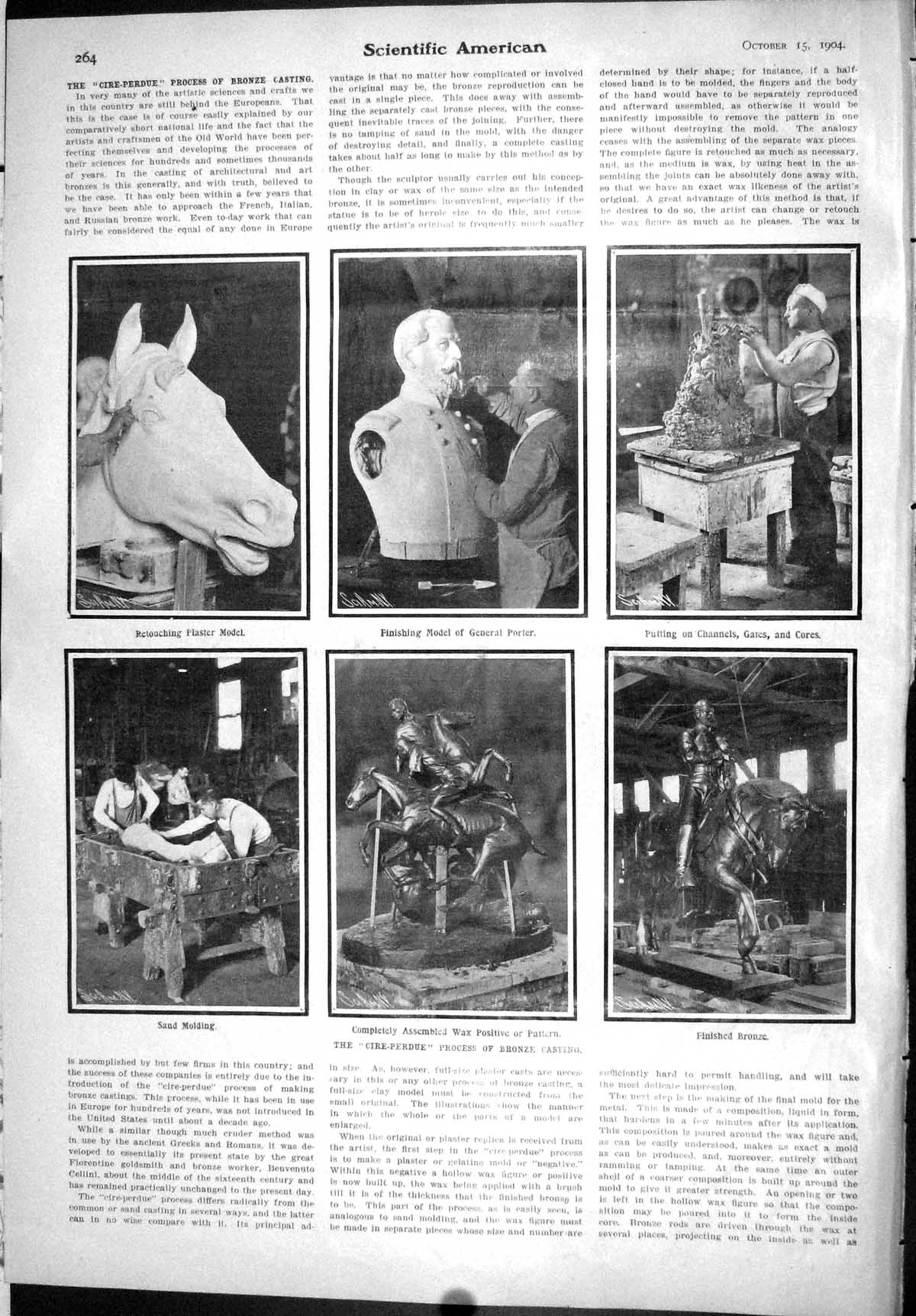 Old Scientific American 1904 Cire-Perude Process Bronze Casting Gener 20th