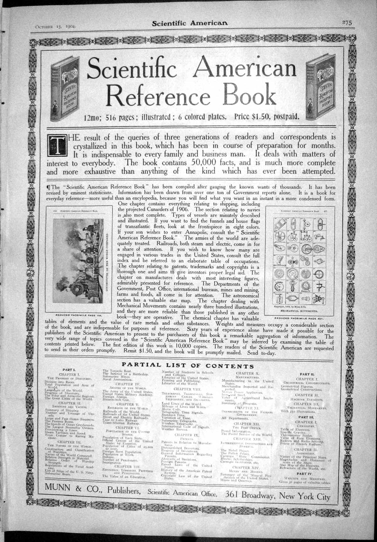 Old Scientific American 1904 Munn Reference Book Douglas Hoes Watches 20th